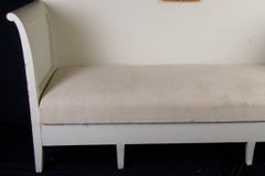Gustavian Settle Sofa Underseat Storage Later White Paint, 19th Century