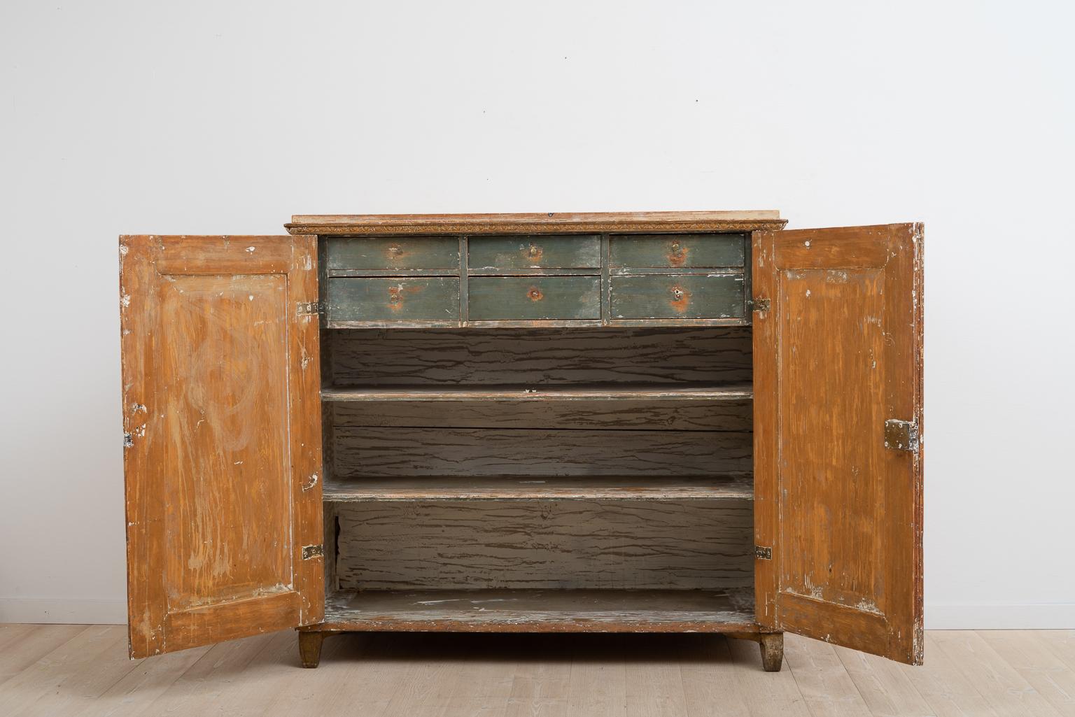 Hand-Painted Gustavian Sideboard with Rustic Patina Manufactured, 1790