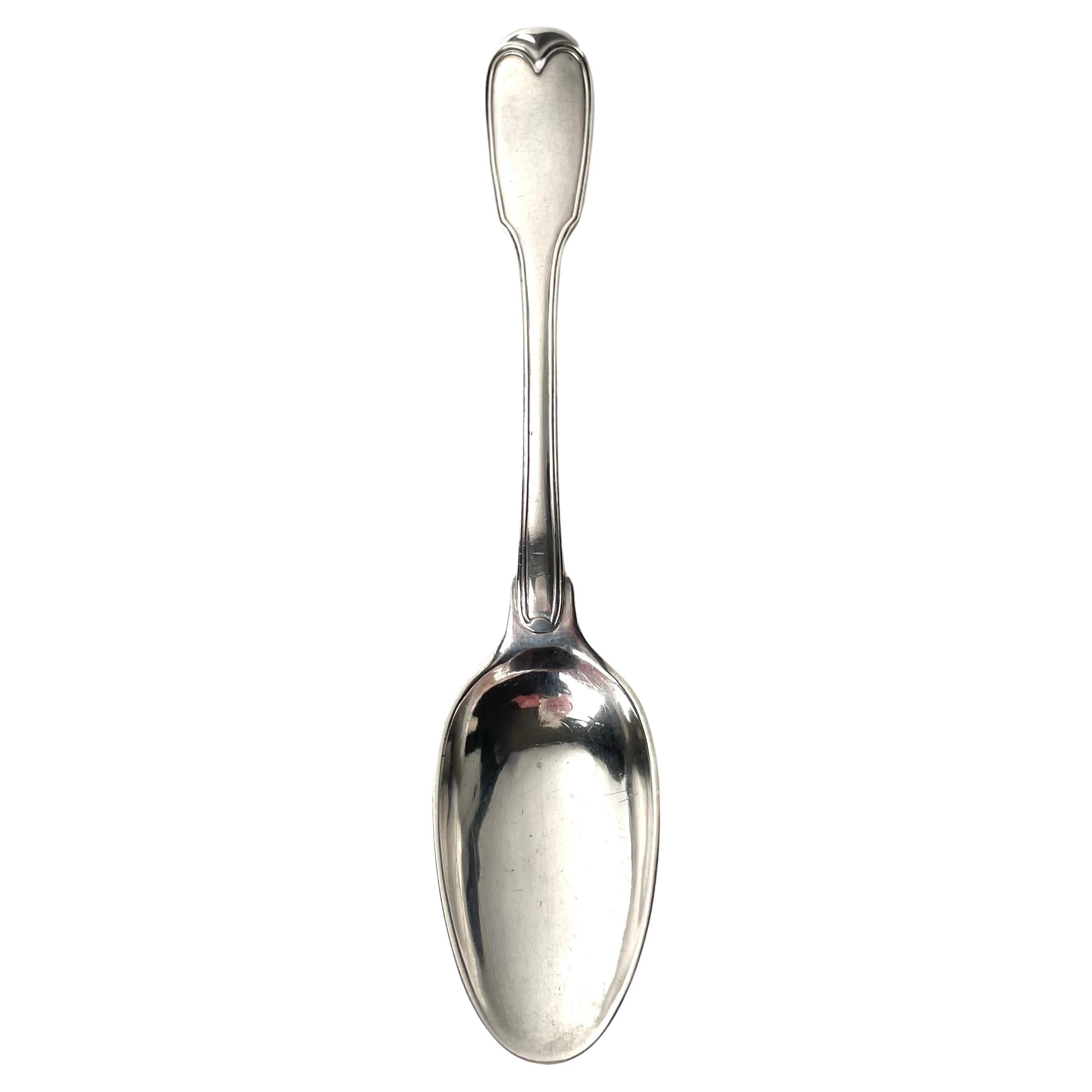 Gustavian silver spoon by Arvid Floberg dated 1785 with baronial coat of arms For Sale