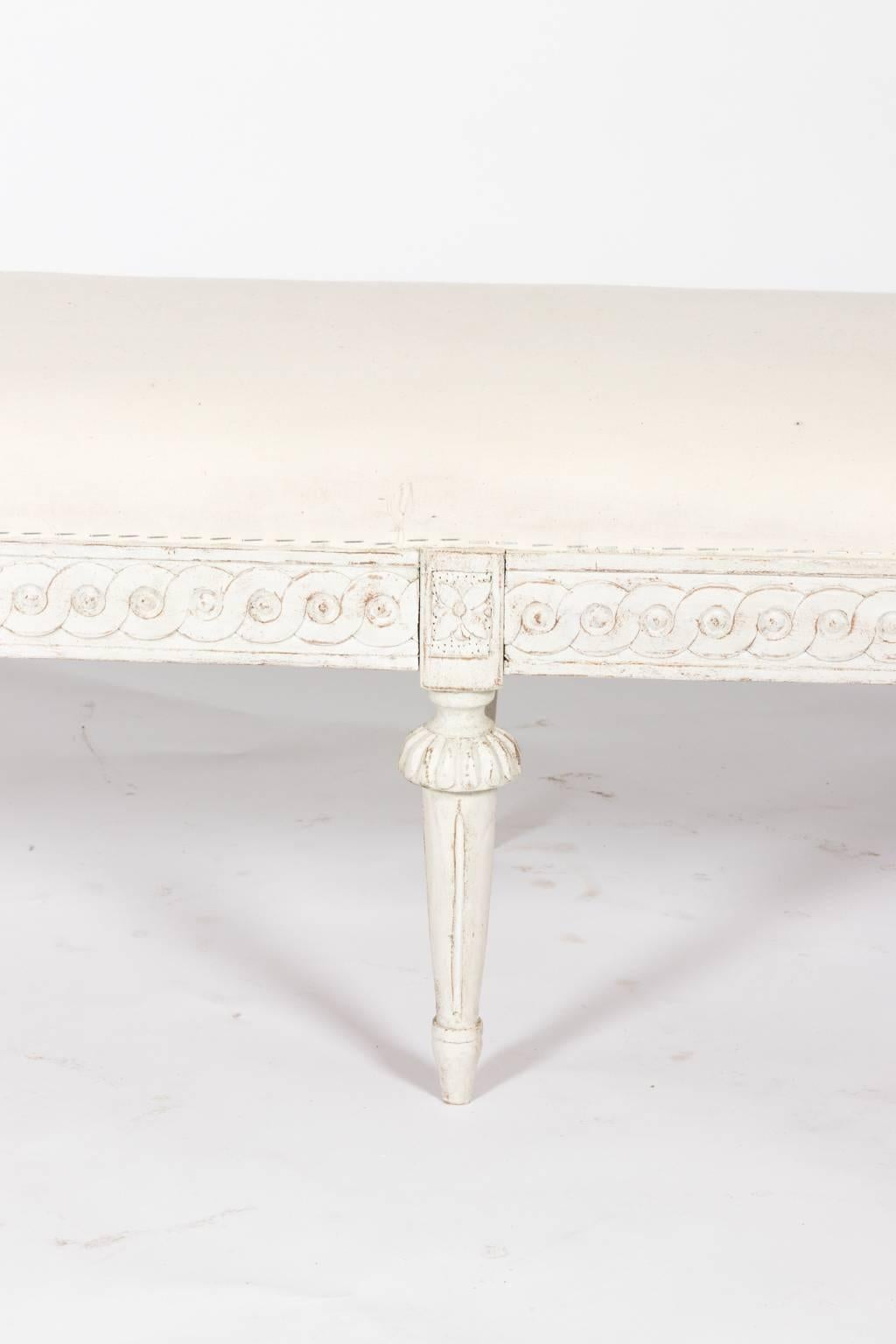 Painted Gustavian Six-Leg Bench