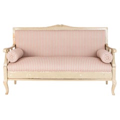 Gustavianisches Sofa aus rosa Leinen
