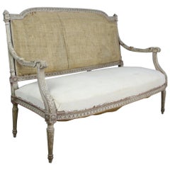Gustavianisches Sofa, Original-Fassung aus Pferdehaar und Originalfarbe