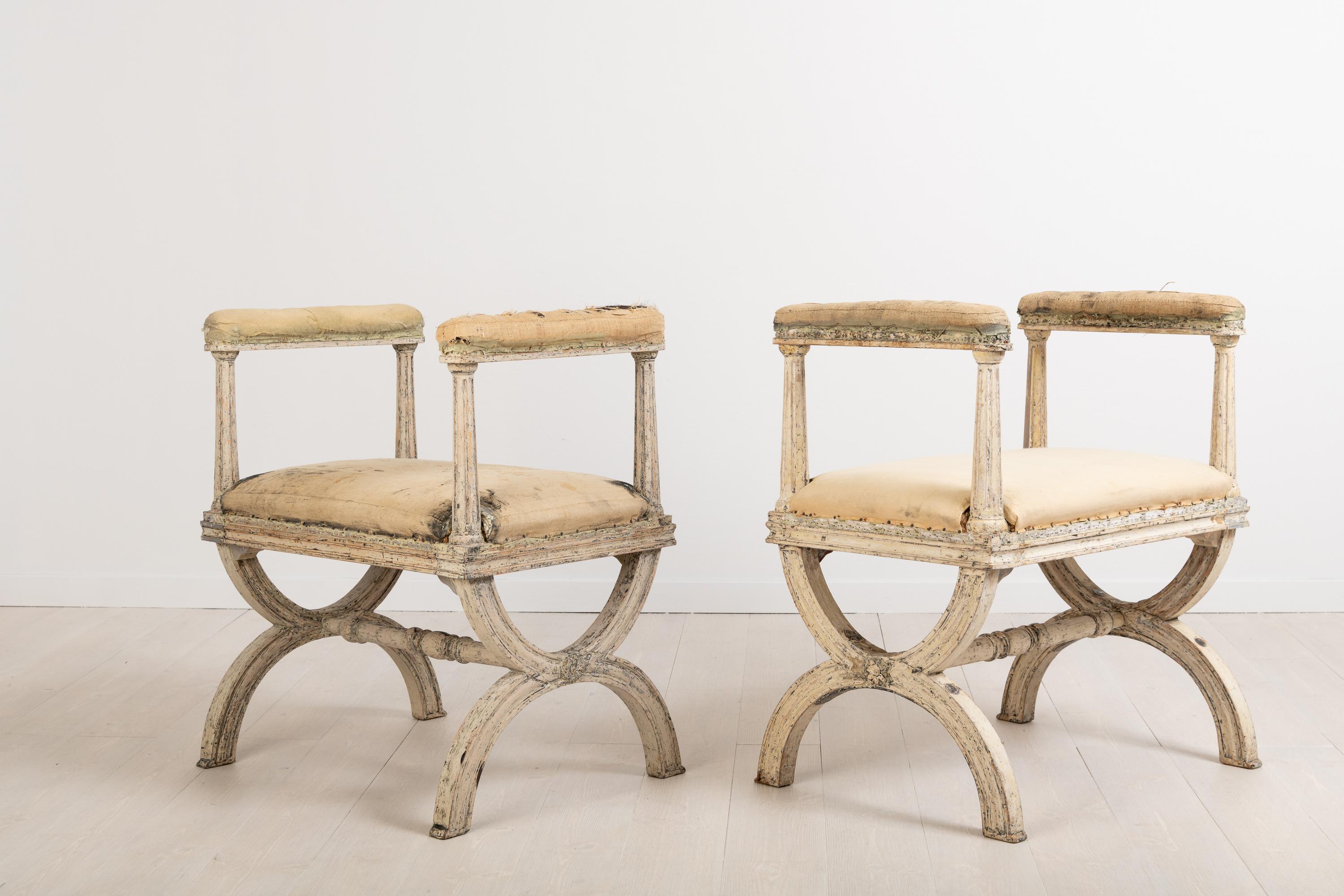 Swedish Gustavian Stools by Ephraim Ståhl Manufactured in Stockholm