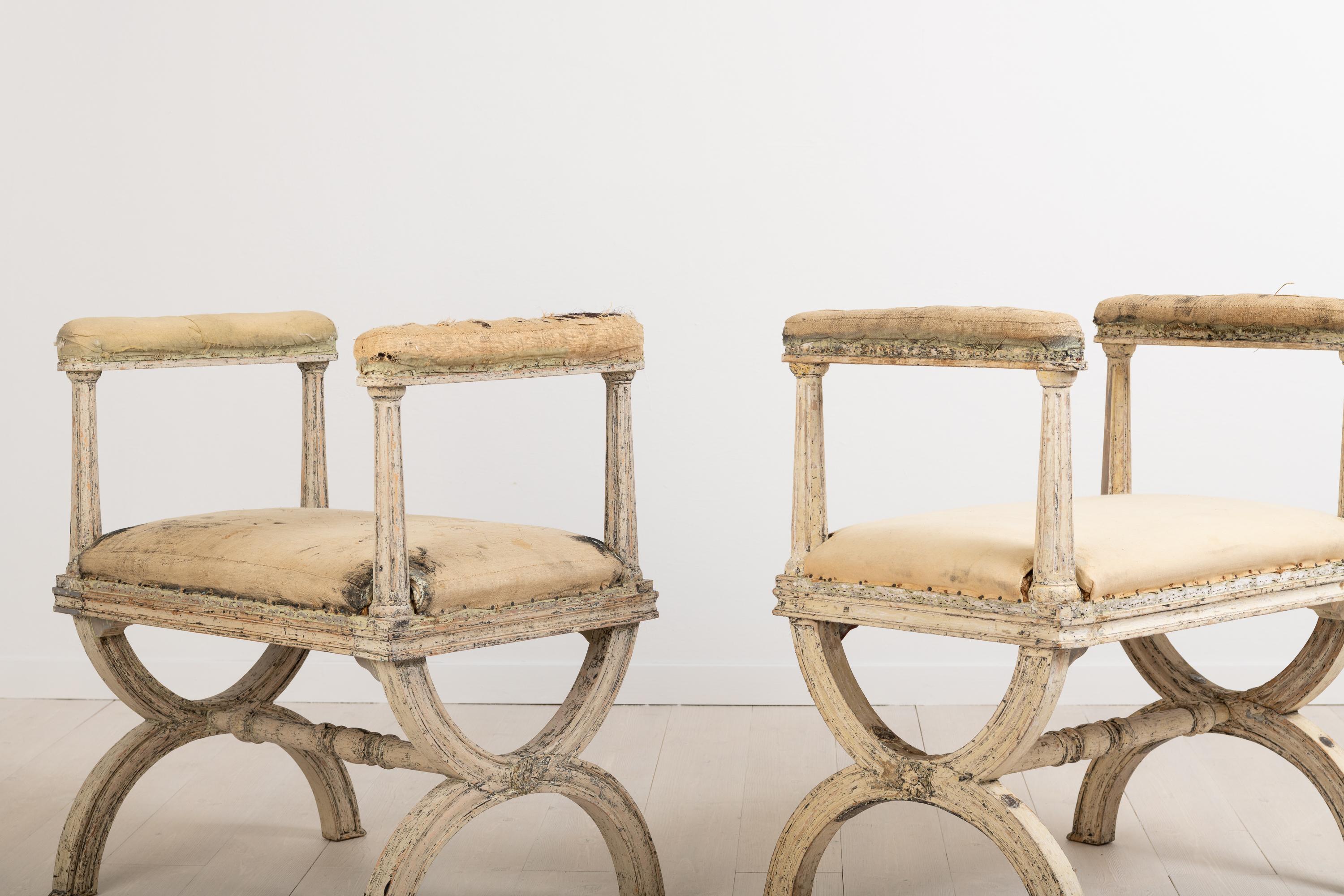 Hand-Crafted Gustavian Stools by Ephraim Ståhl Manufactured in Stockholm