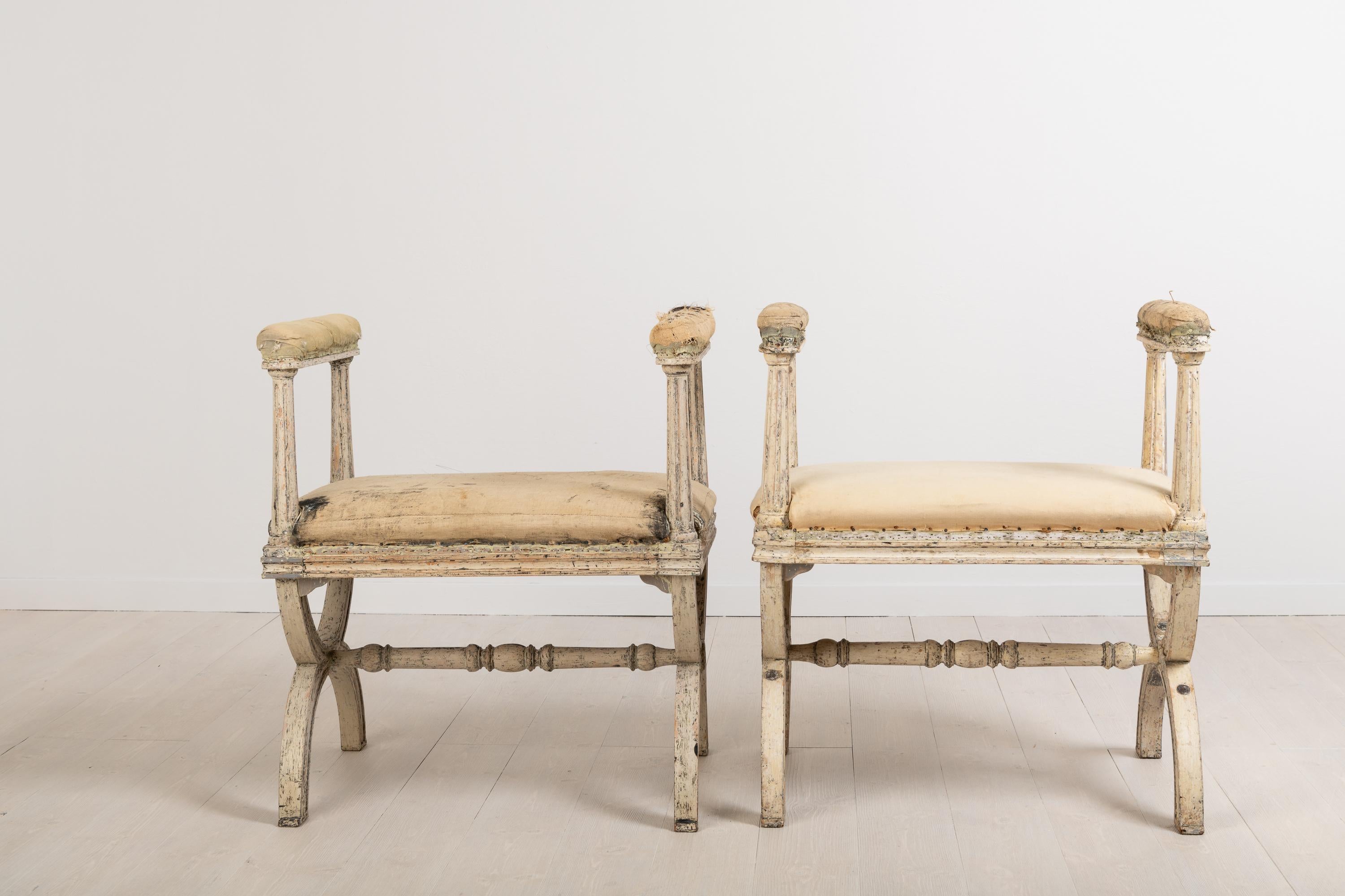 19th Century Gustavian Stools by Ephraim Ståhl Manufactured in Stockholm