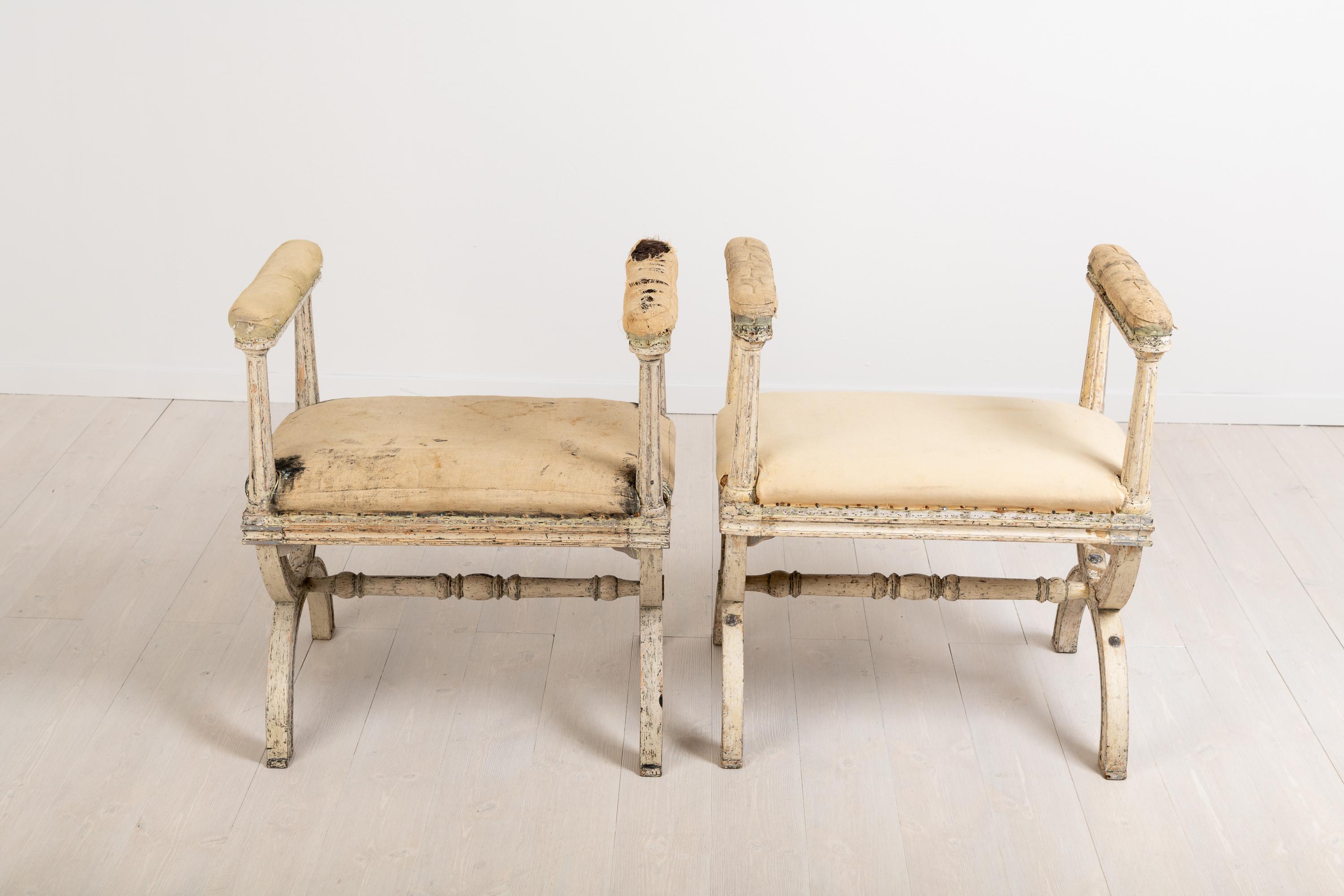Pine Gustavian Stools by Ephraim Ståhl Manufactured in Stockholm