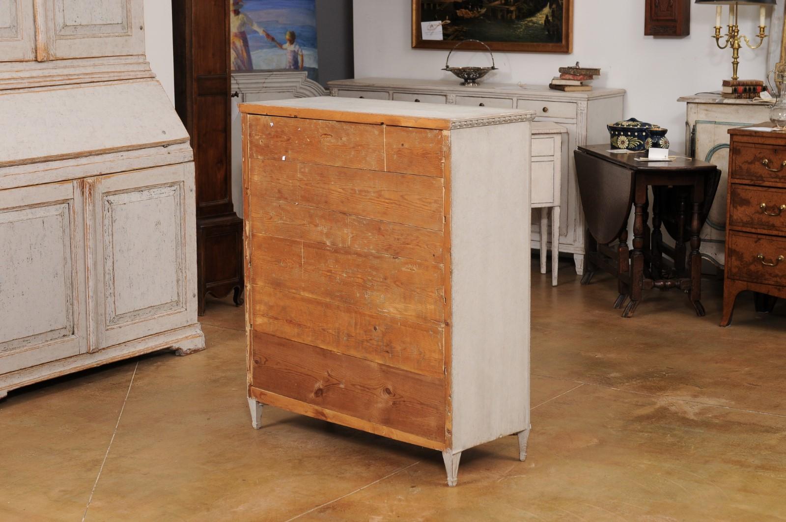 Grau bemalter Sekretär im Gustavianischen Stil der 1840er Jahre mit abgestuften Schubladen im Angebot 3