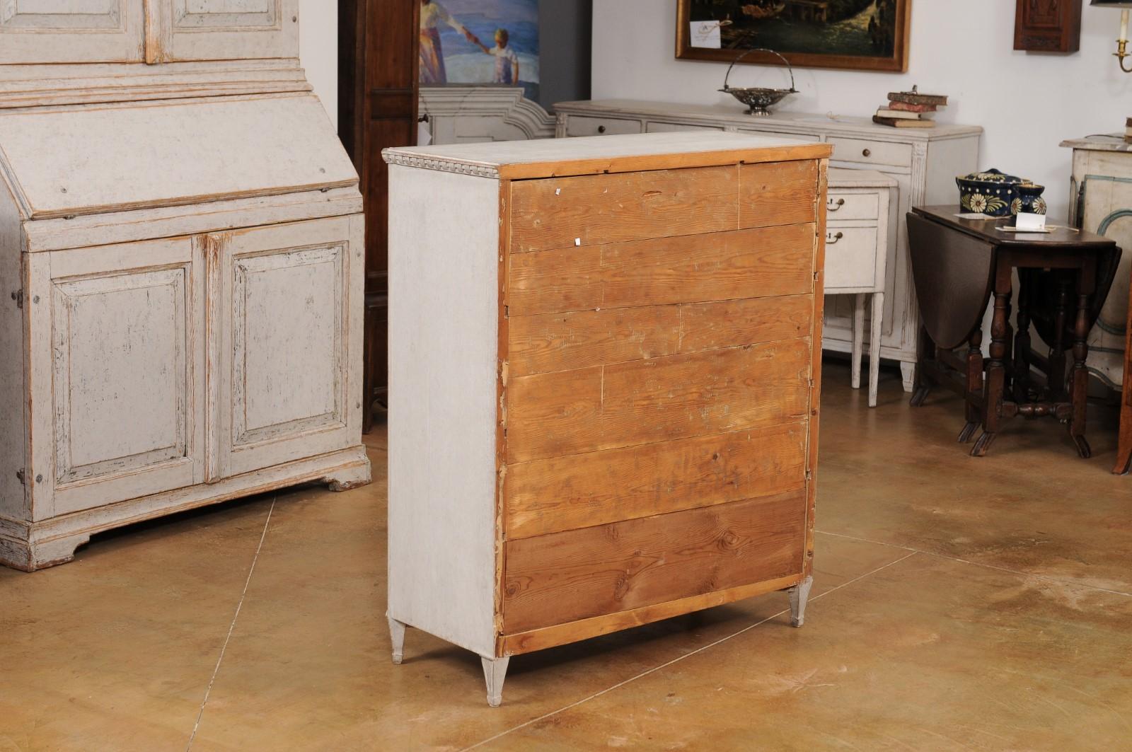 Gustavian Style 1840s Gray Painted Drop Front Secretary with Graduated Drawers For Sale 5