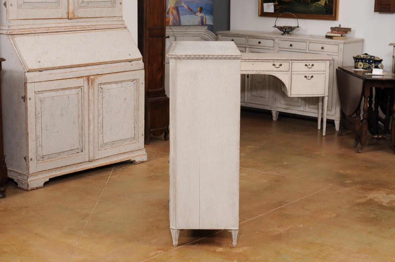 Gustavian Style 1840s Gray Painted Drop Front Secretary with Graduated Drawers For Sale 6