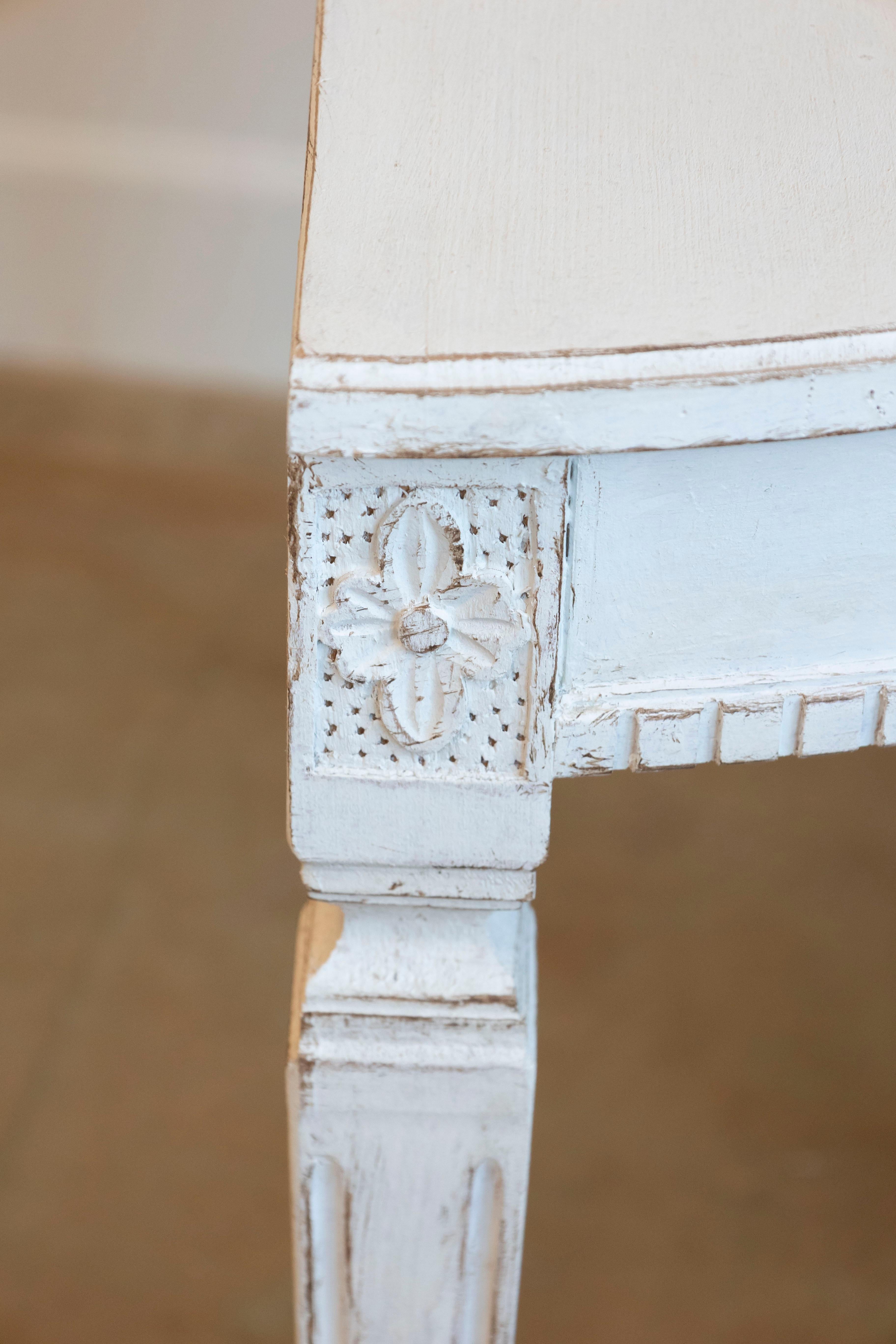 Gustavian Style 1880s Swedish Light Gray Painted Demilune Console Table 1