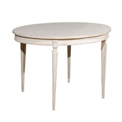 Gustavian Style 1900s Swedish Painted Oval Table from Växjö with Beaded Motifs