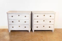 Gustavian Style 19th Century Painted Chests with Carved Diamond Motifs, a Pair