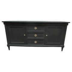 Gustavian Style 3 Drawer 2 Door Midnight Black Sideboard