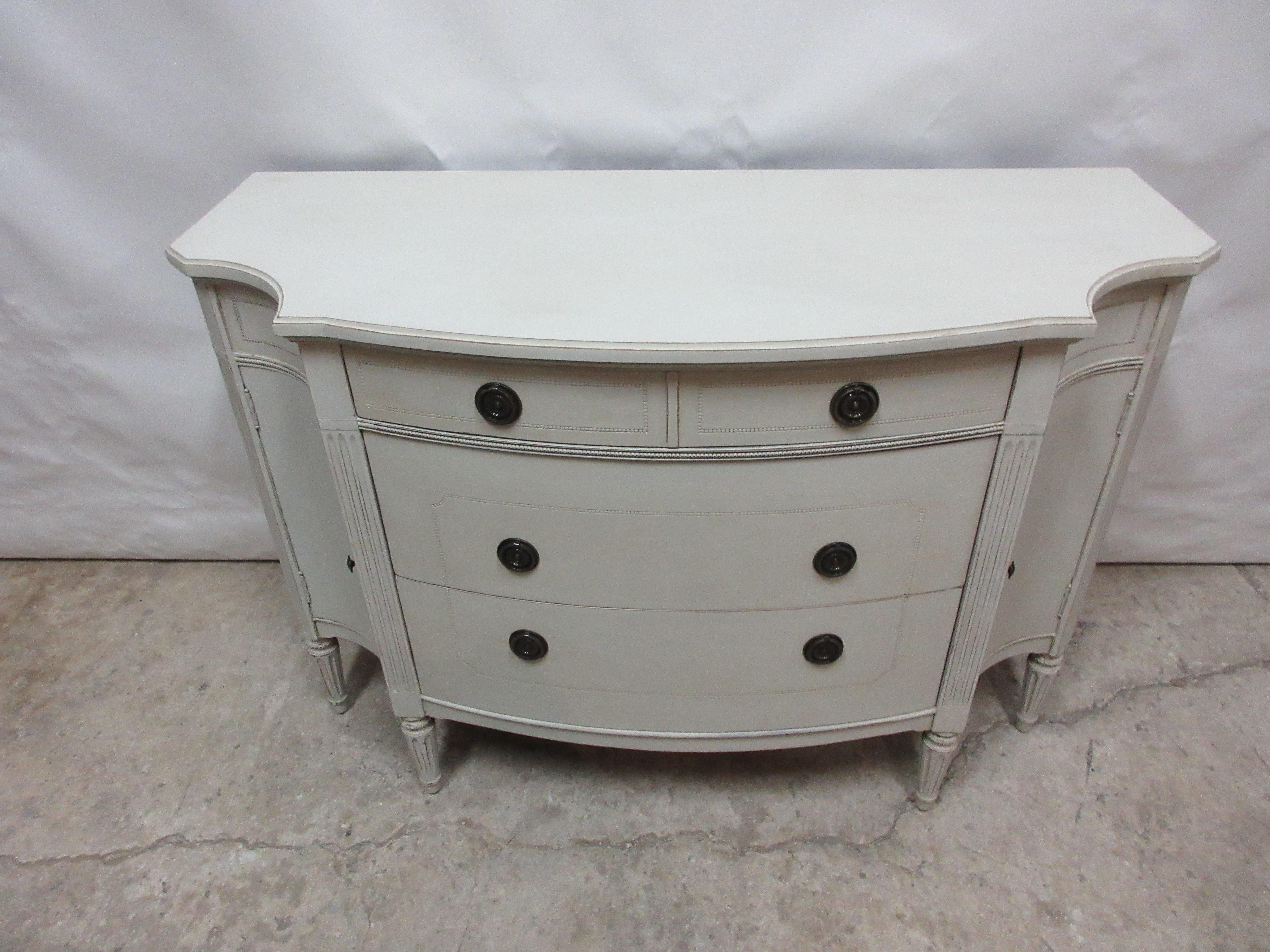 This is a Gustavian Style 3 drawer 2 door sideboard, its been restored and repainted with milk paints 