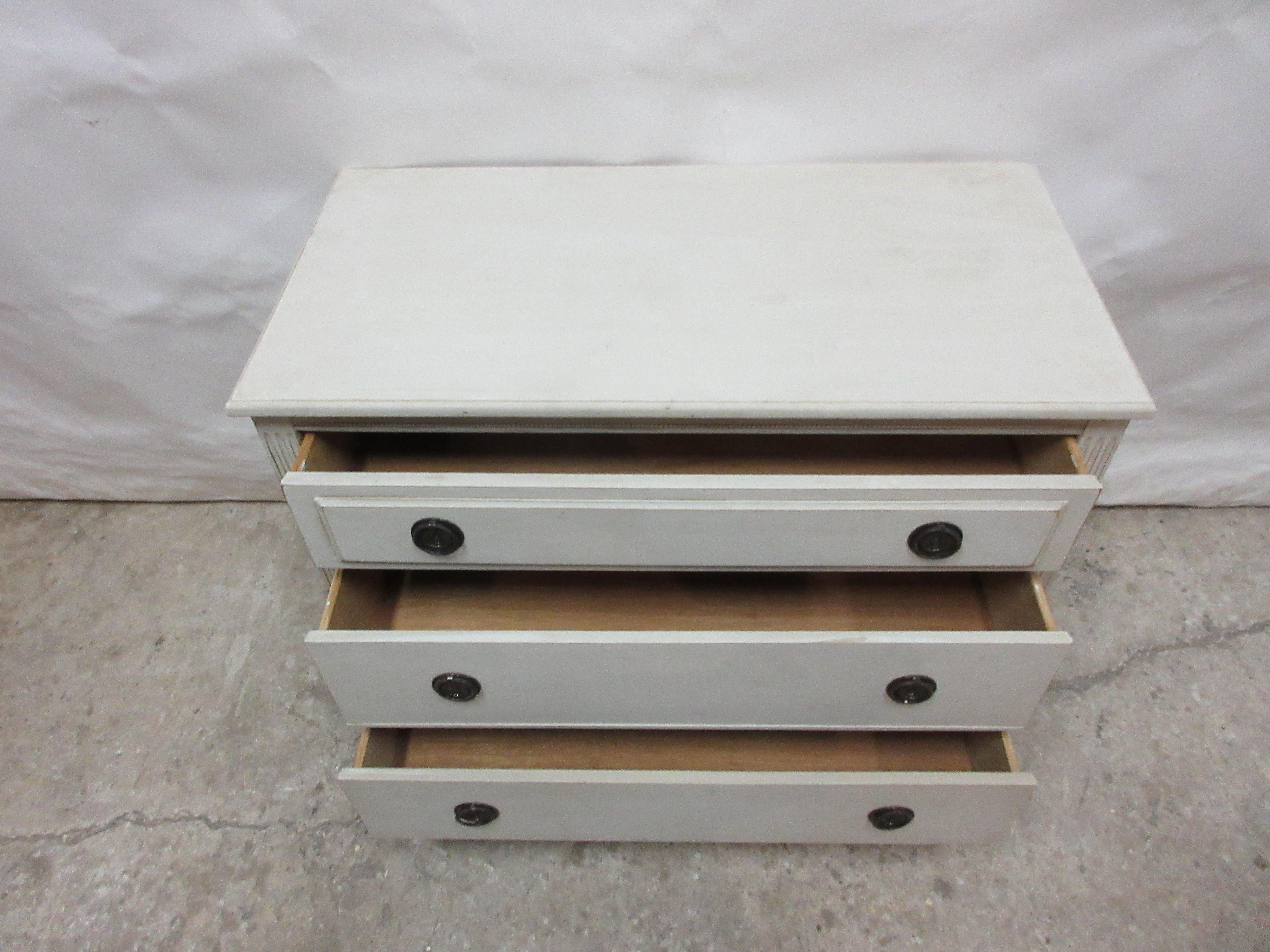 Wood Gustavian Style 3 Drawer Chest