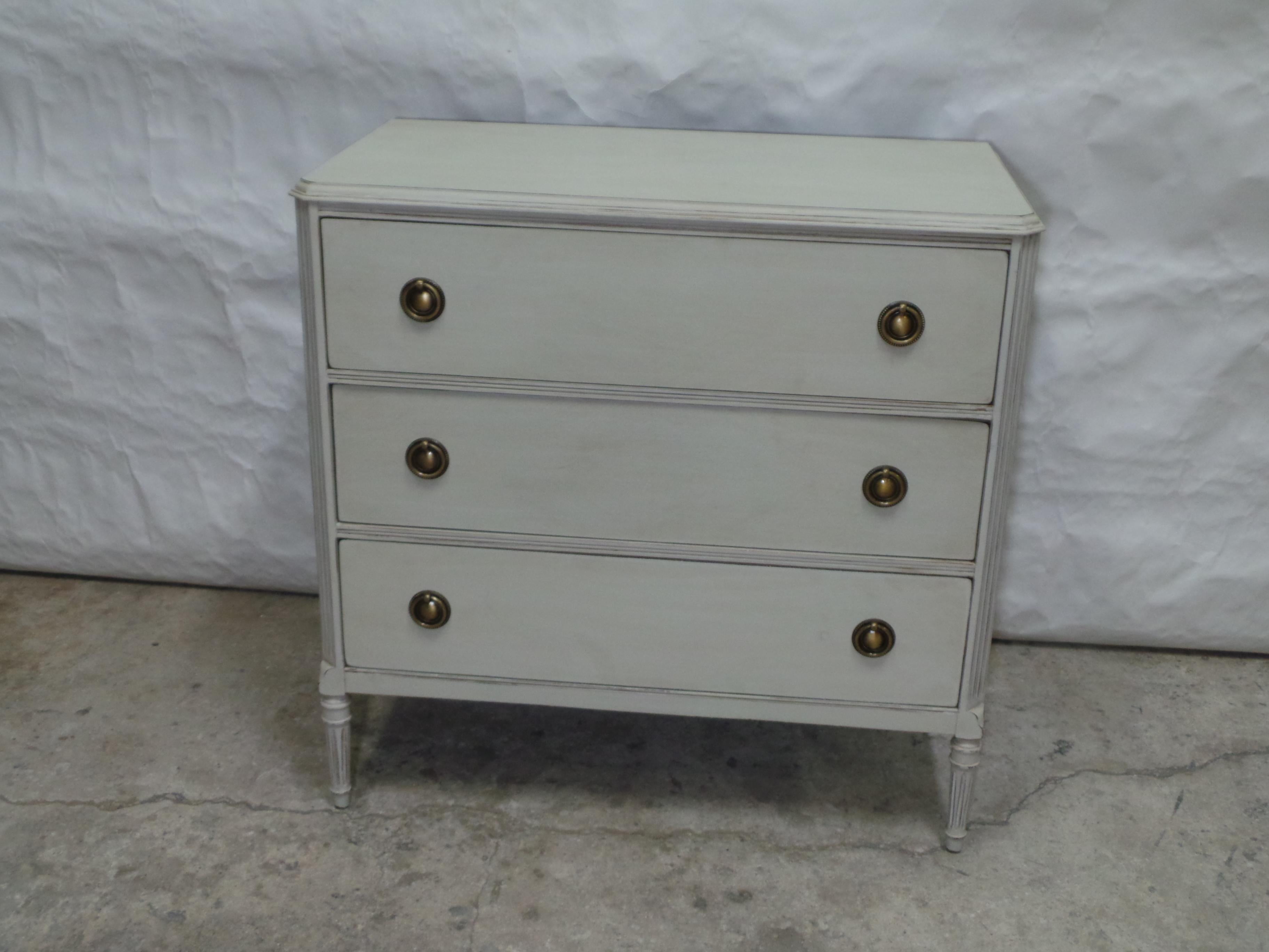Swedish Gustavian Style 3 Drawer Chest Of Drawers For Sale