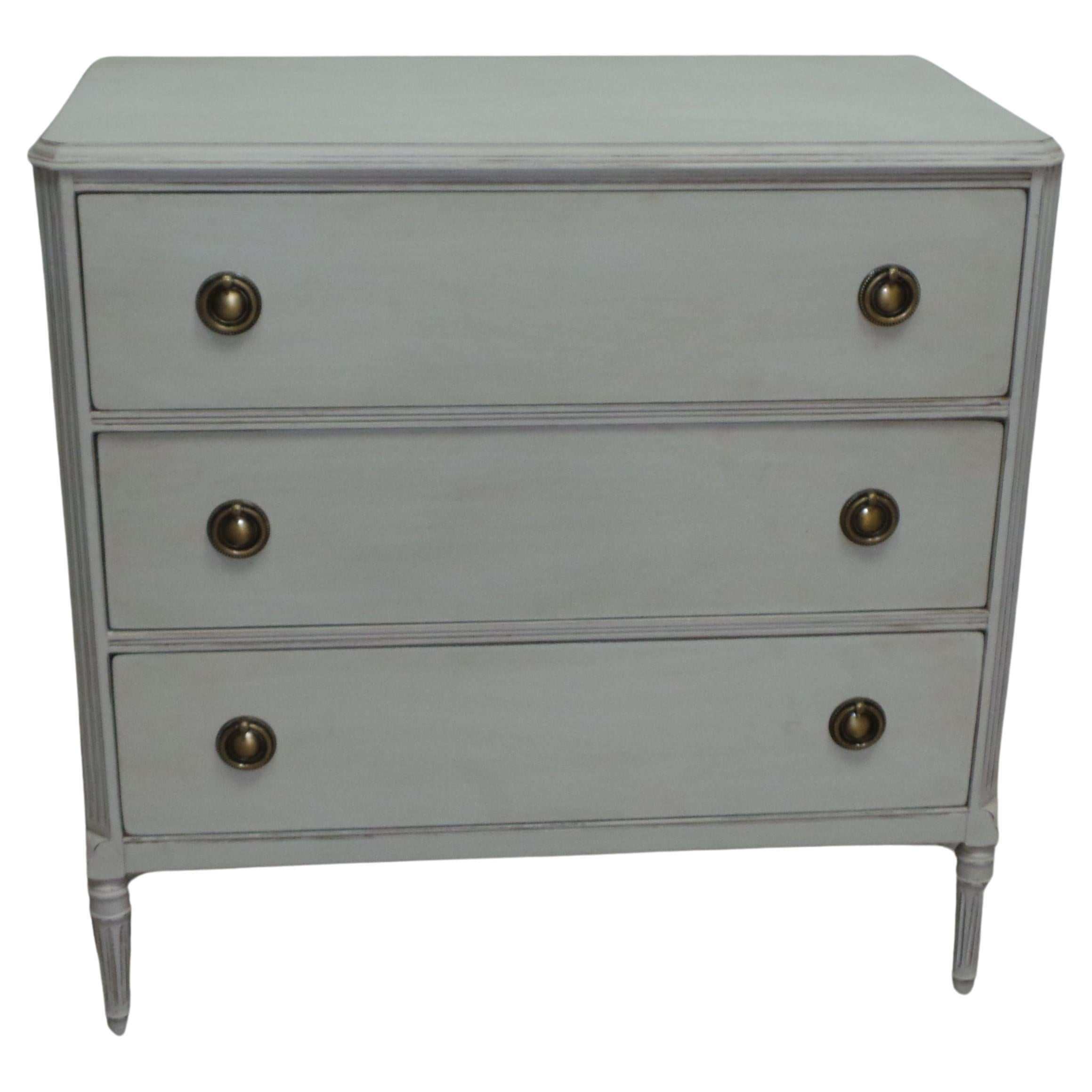 Gustavian Style 3 Drawer Chest Of Drawers For Sale