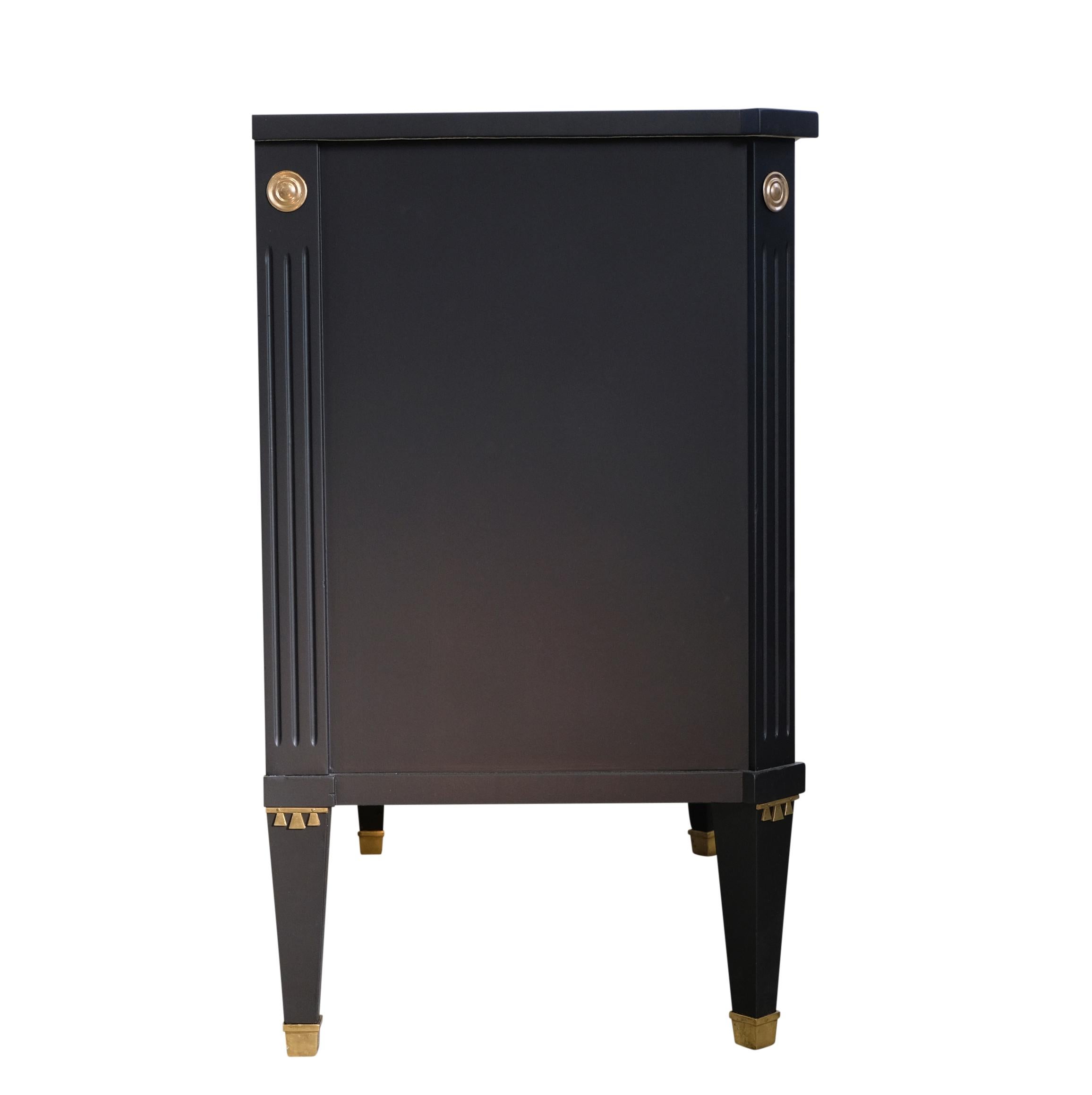 Wood Gustavian Style 3 Drawer Chest Painted  Super finish Black For Sale