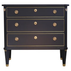 Gustavian Style 3 Drawer Chest Painted Super finish Black