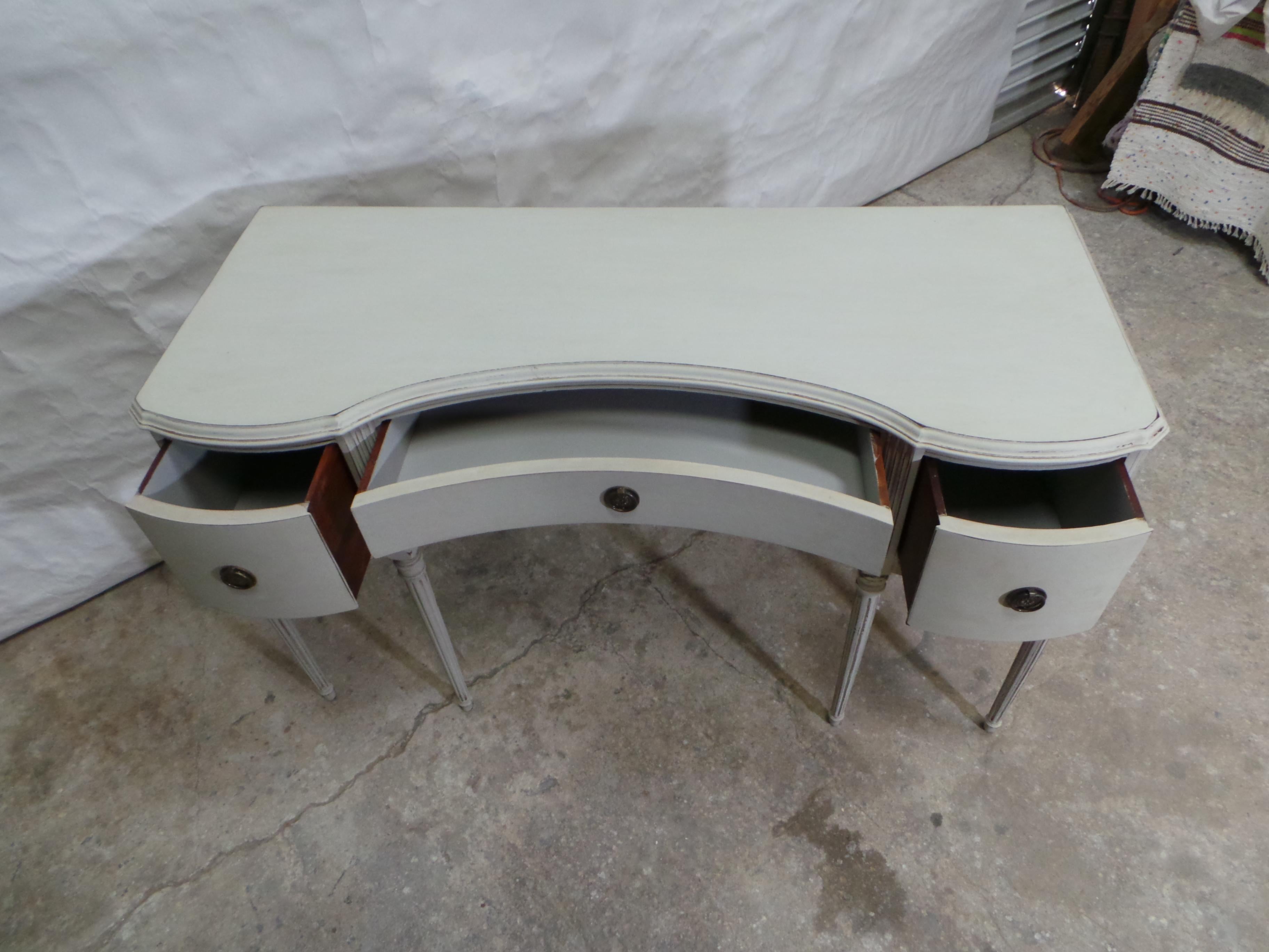 Wood Gustavian Style 3 Drawer Desk For Sale