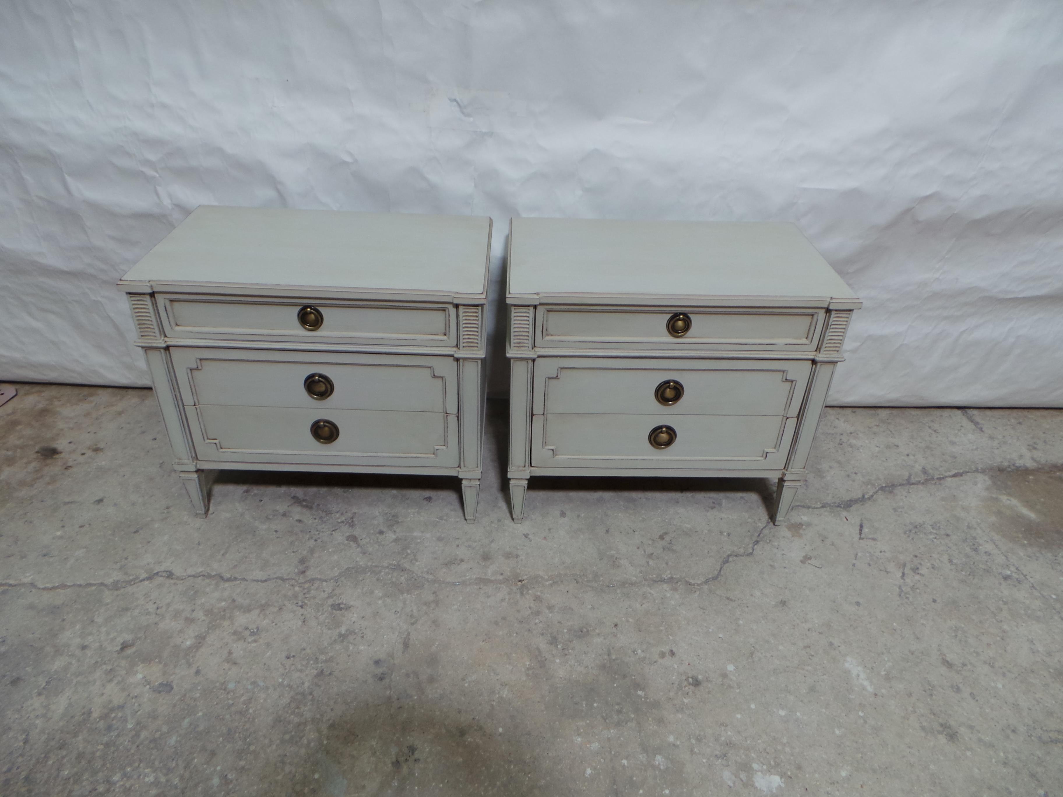 Swedish Gustavian Style 3 Drawer Nightstands For Sale