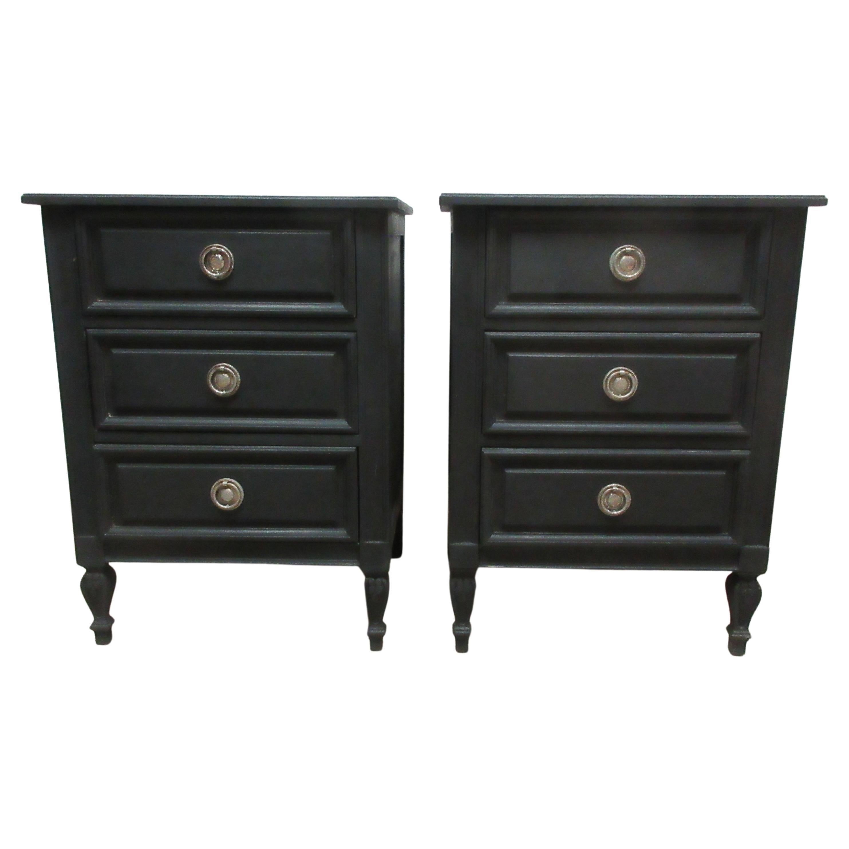 Gustavian Style 3 Drawer Nightstands For Sale