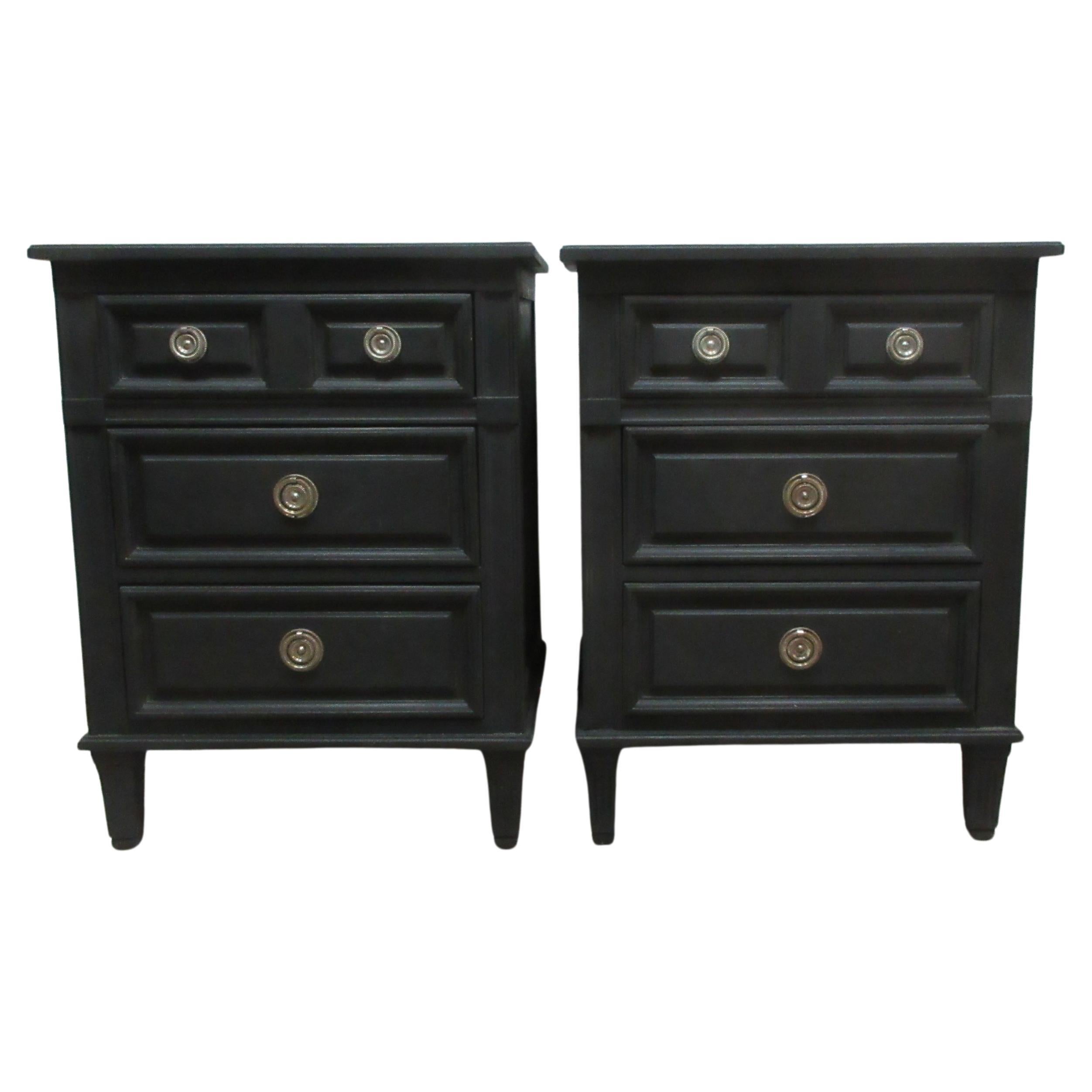 Gustavian Style 3 Drawer NightStands For Sale