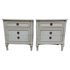 Used Gustavian Style 3 Drawer Nightstands