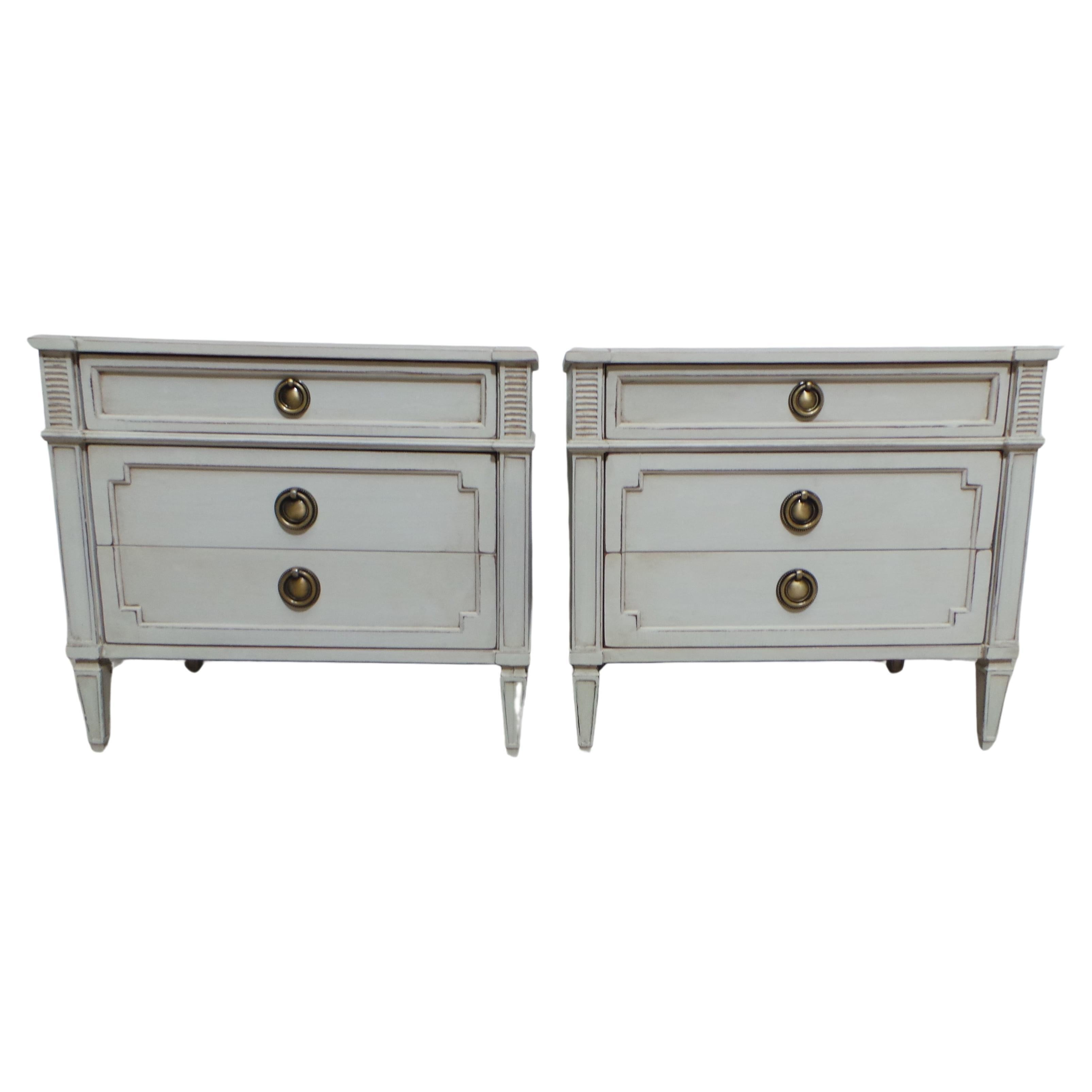 Gustavian Style 3 Drawer Nightstands