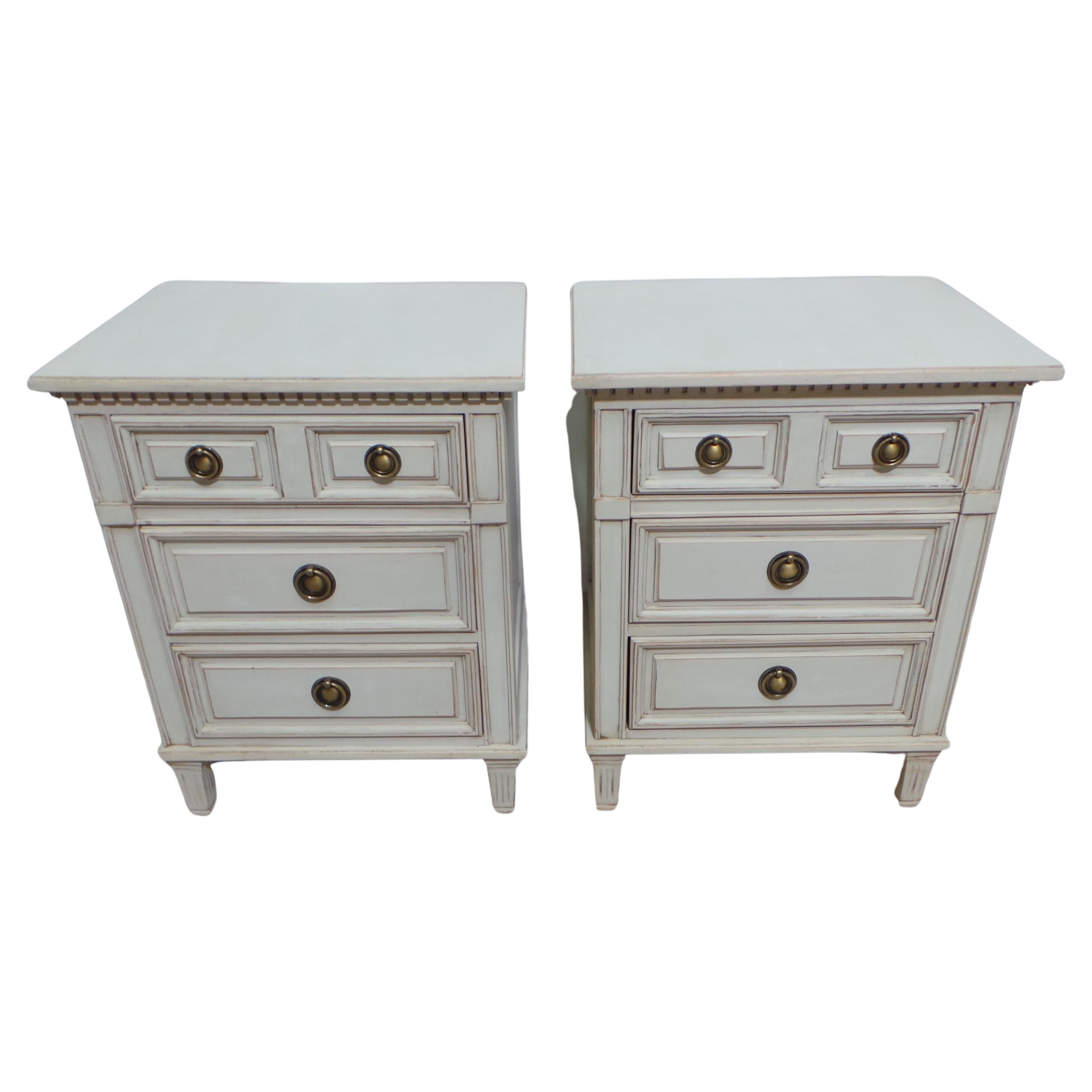 Gustavian Style 3 Drawer Nightstands