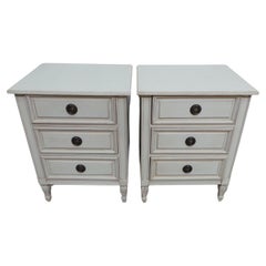 Gustavian Style 3 Drawer Nightstands