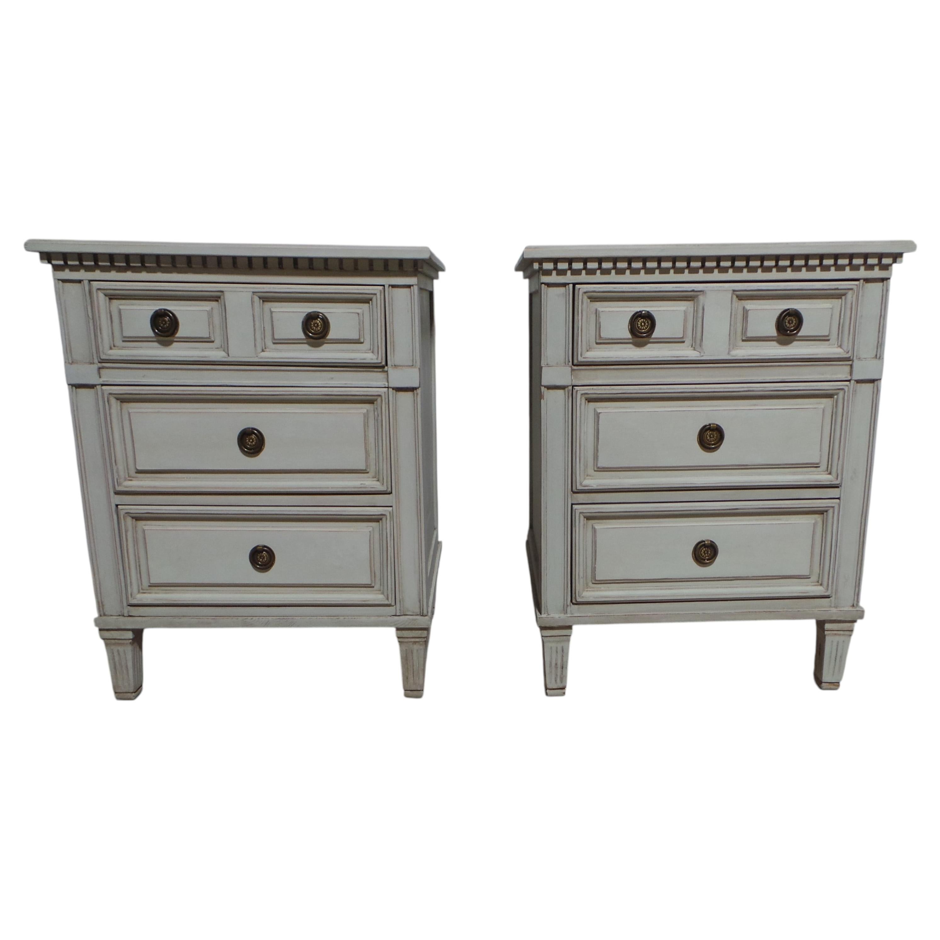 Gustavian Style 3 Drawer Nightstands