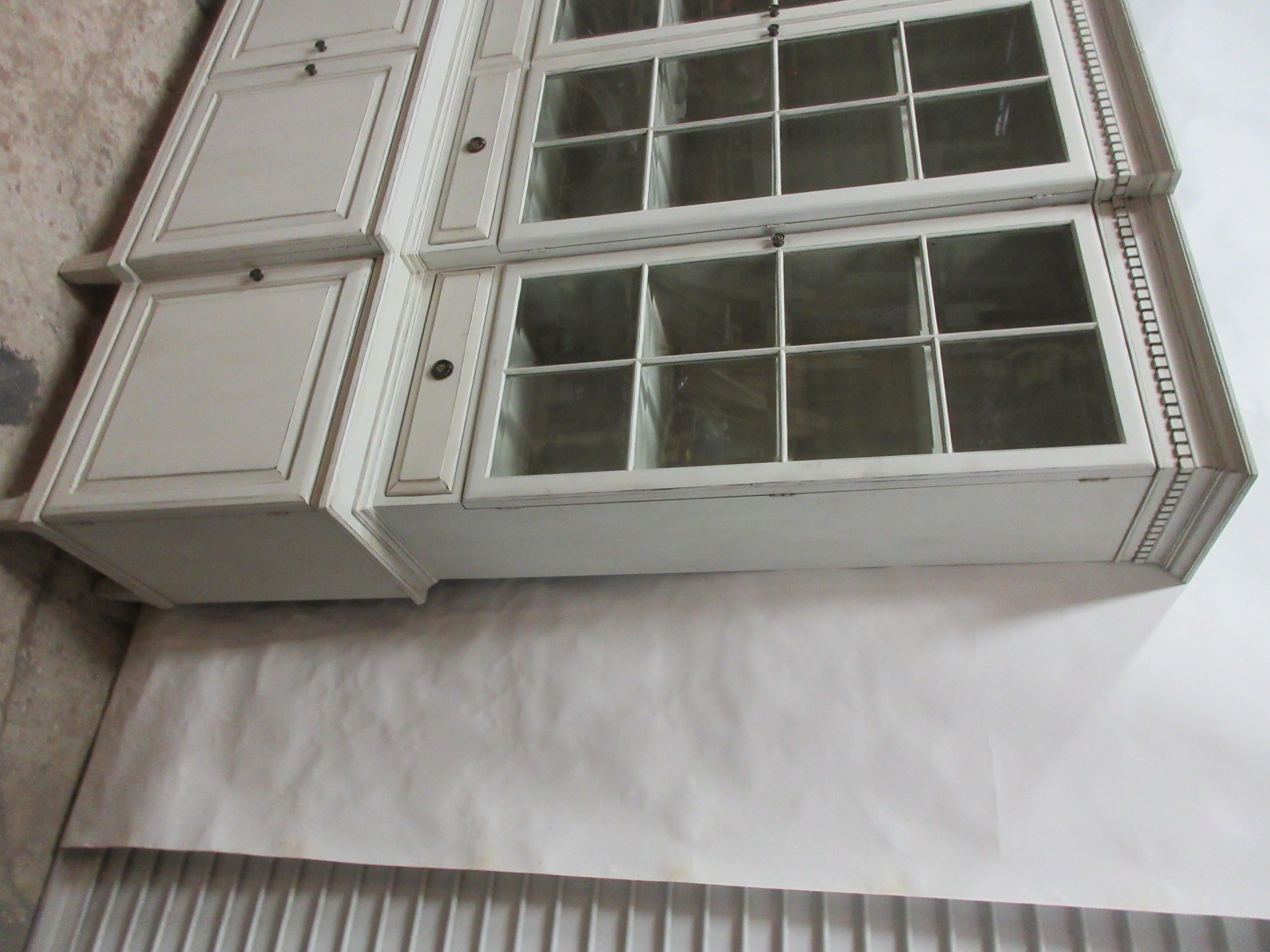 Gustavian Style 4 Door Beveled Glass Top Hutch 5