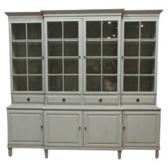 Gustavian Style 4 Door Beveled Glass Top Hutch