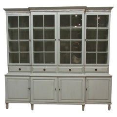 Gustavian Style 4 Door Beveled Glass Top Hutch