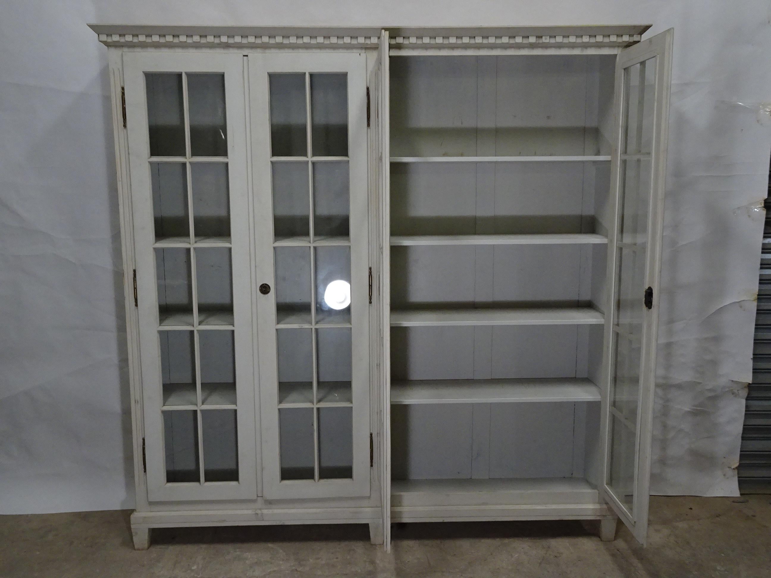 Swedish Gustavian Style 4-Door Glass Cabinet