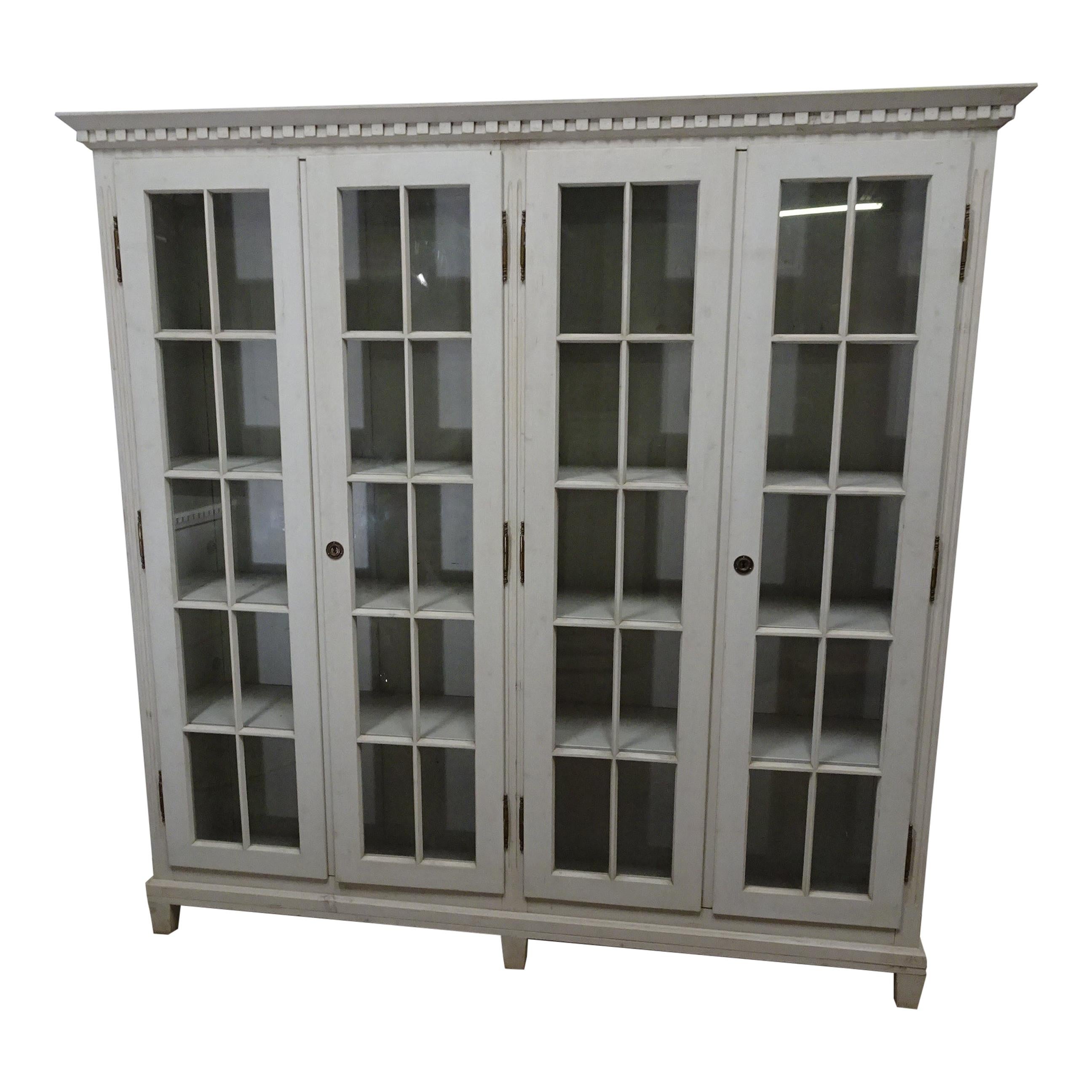 Gustavian Style 4-Door Glass Cabinet