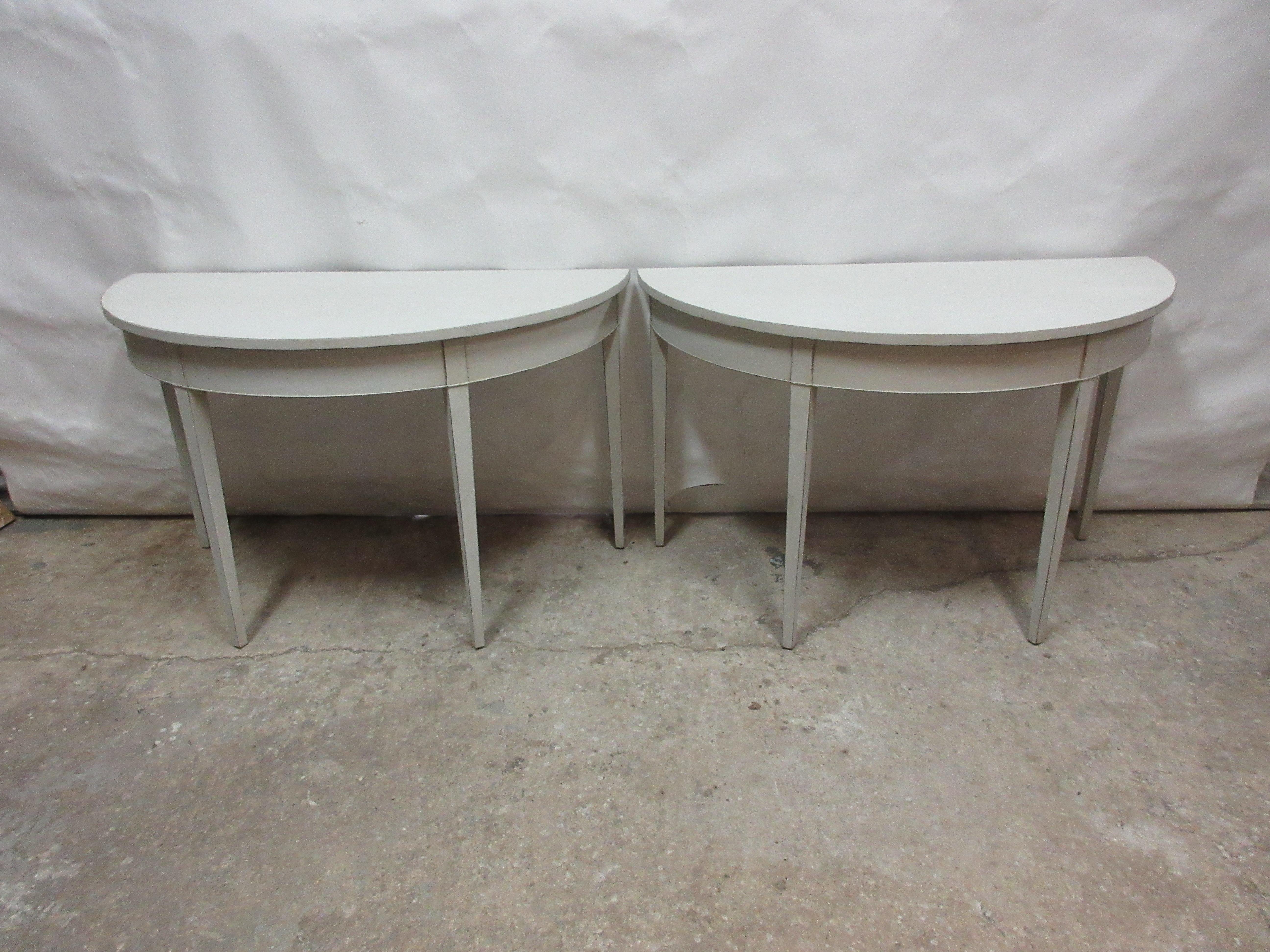 Swedish Gustavian Style 4 Legged Demi-Lune Tables For Sale