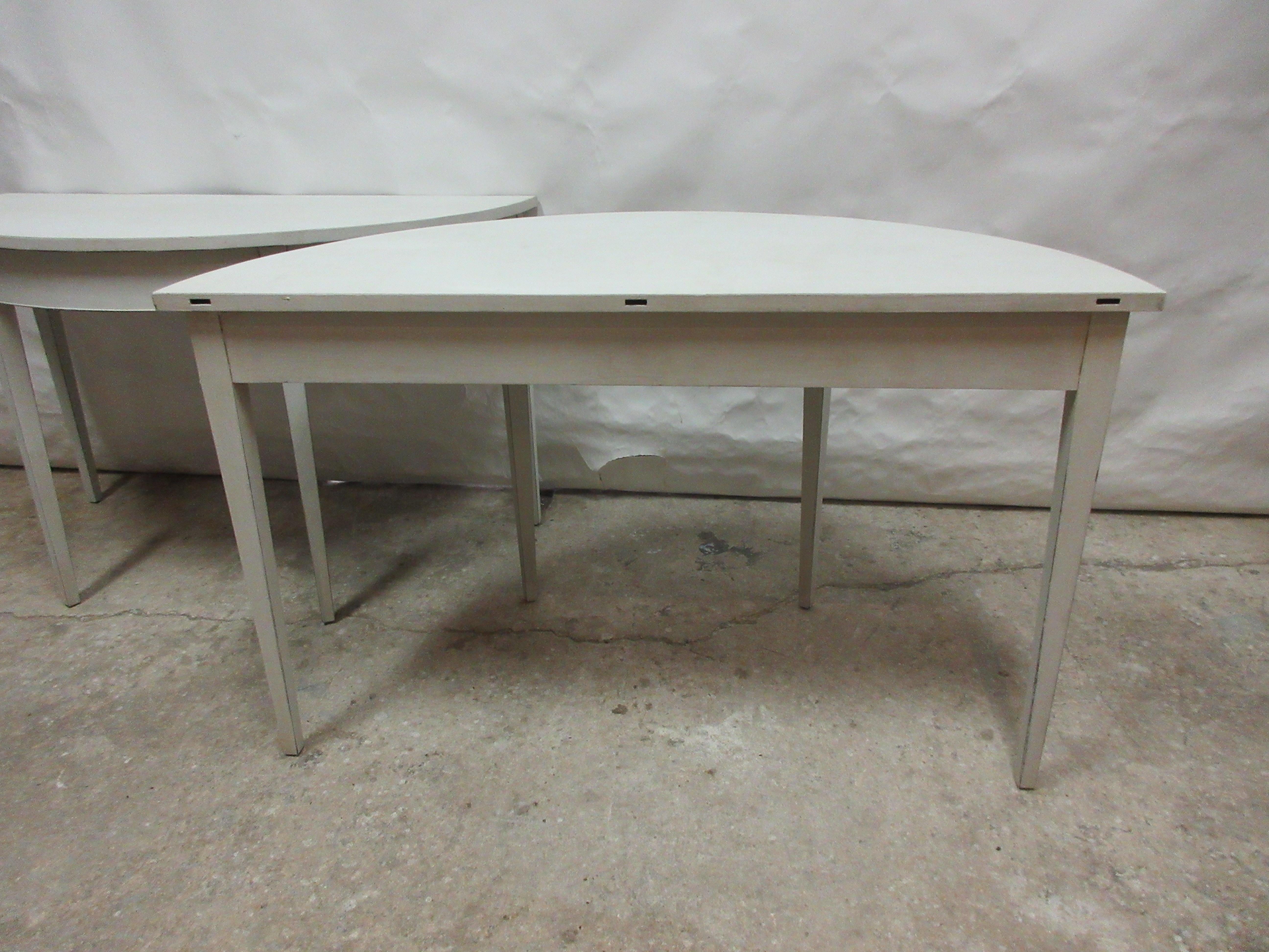 Gustavian Style 4 Legged Demi-Lune Tables For Sale 2