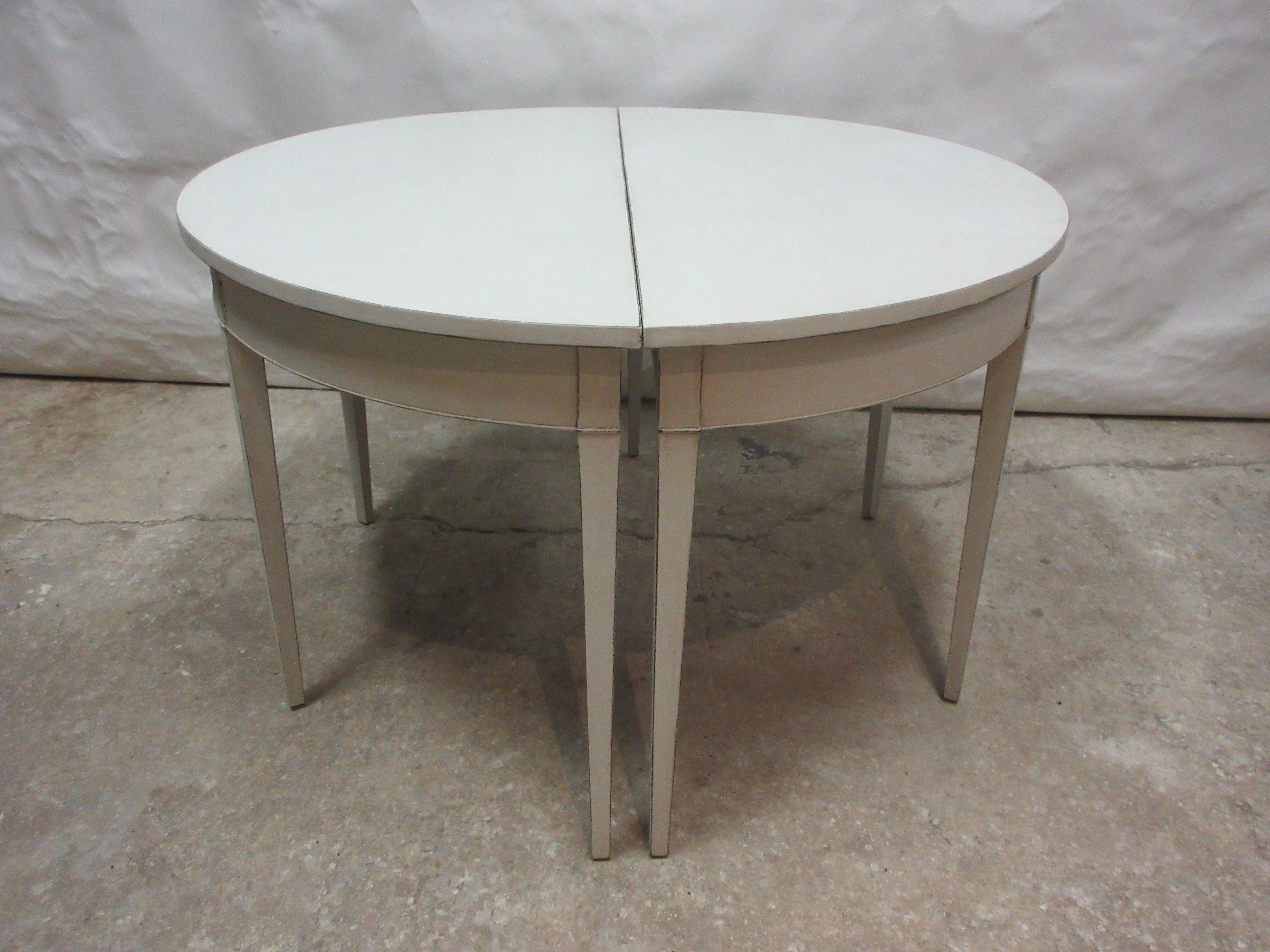 Gustavian Style 4 Legged Demi-Lune Tables For Sale 3