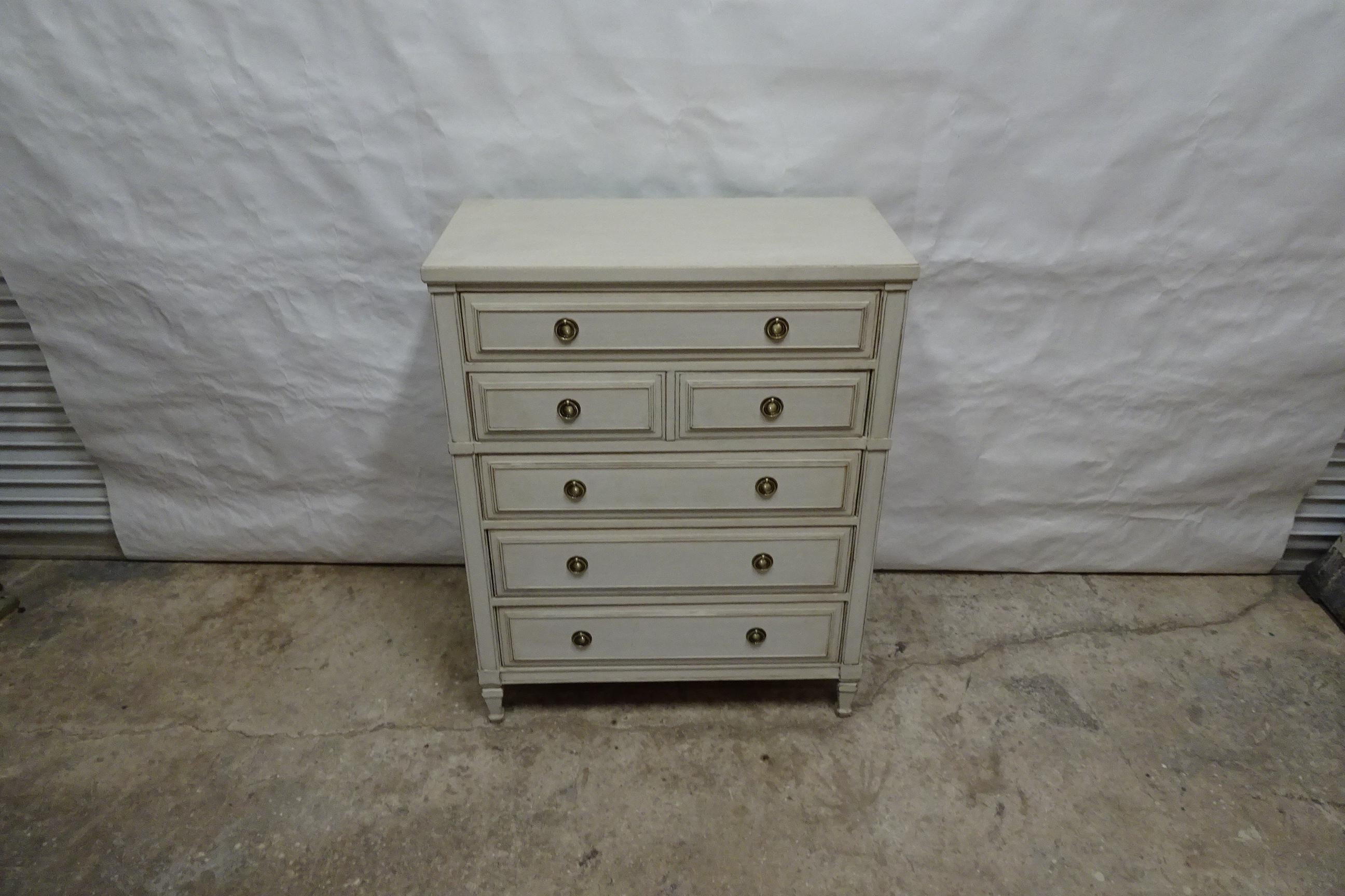 Swedish Gustavian Style 5 Drawer Chest of Drawers