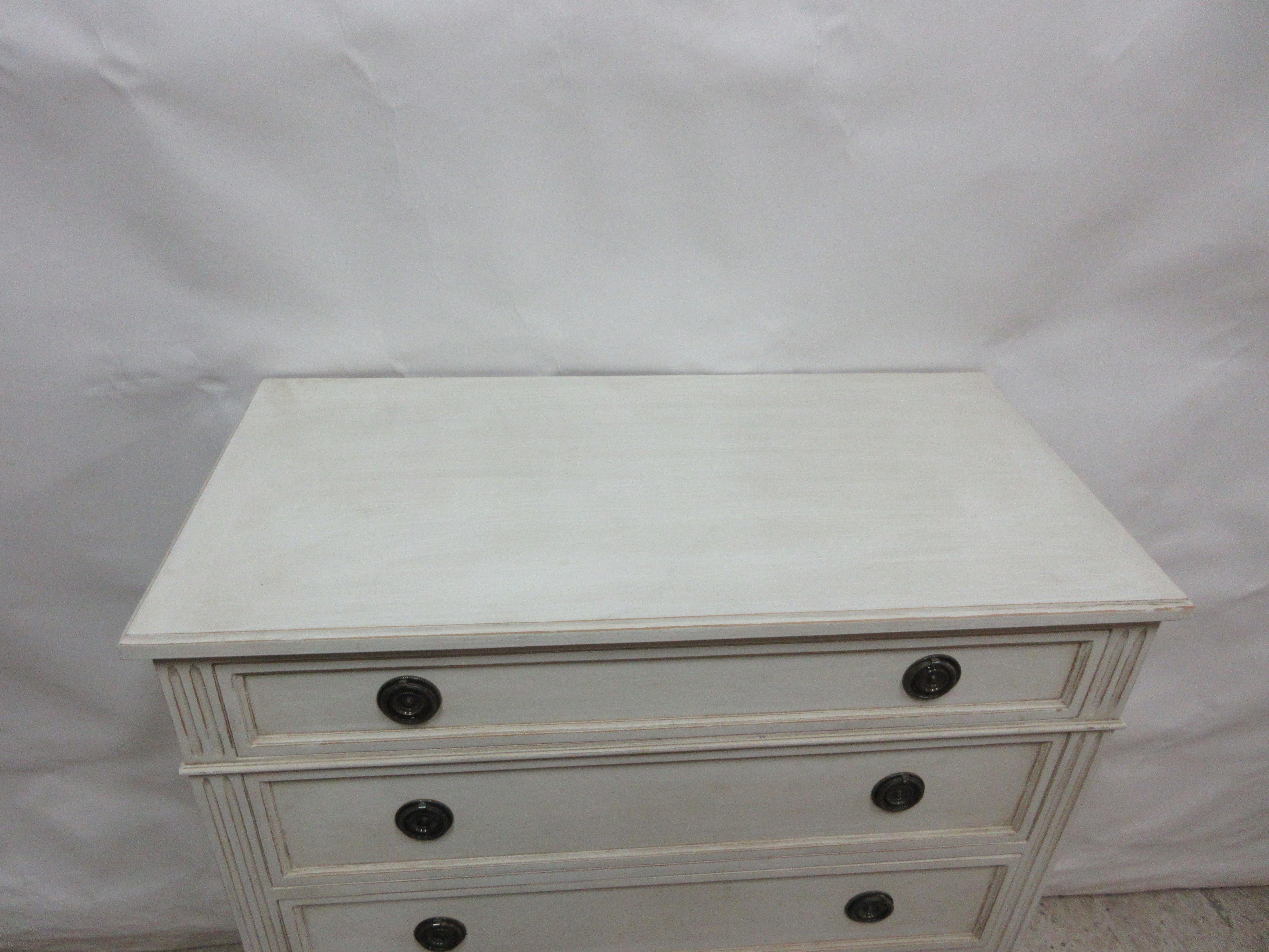 This is an unusual Gustavian style 6 drawer chest, its been restored and repainted with Milk Paints 