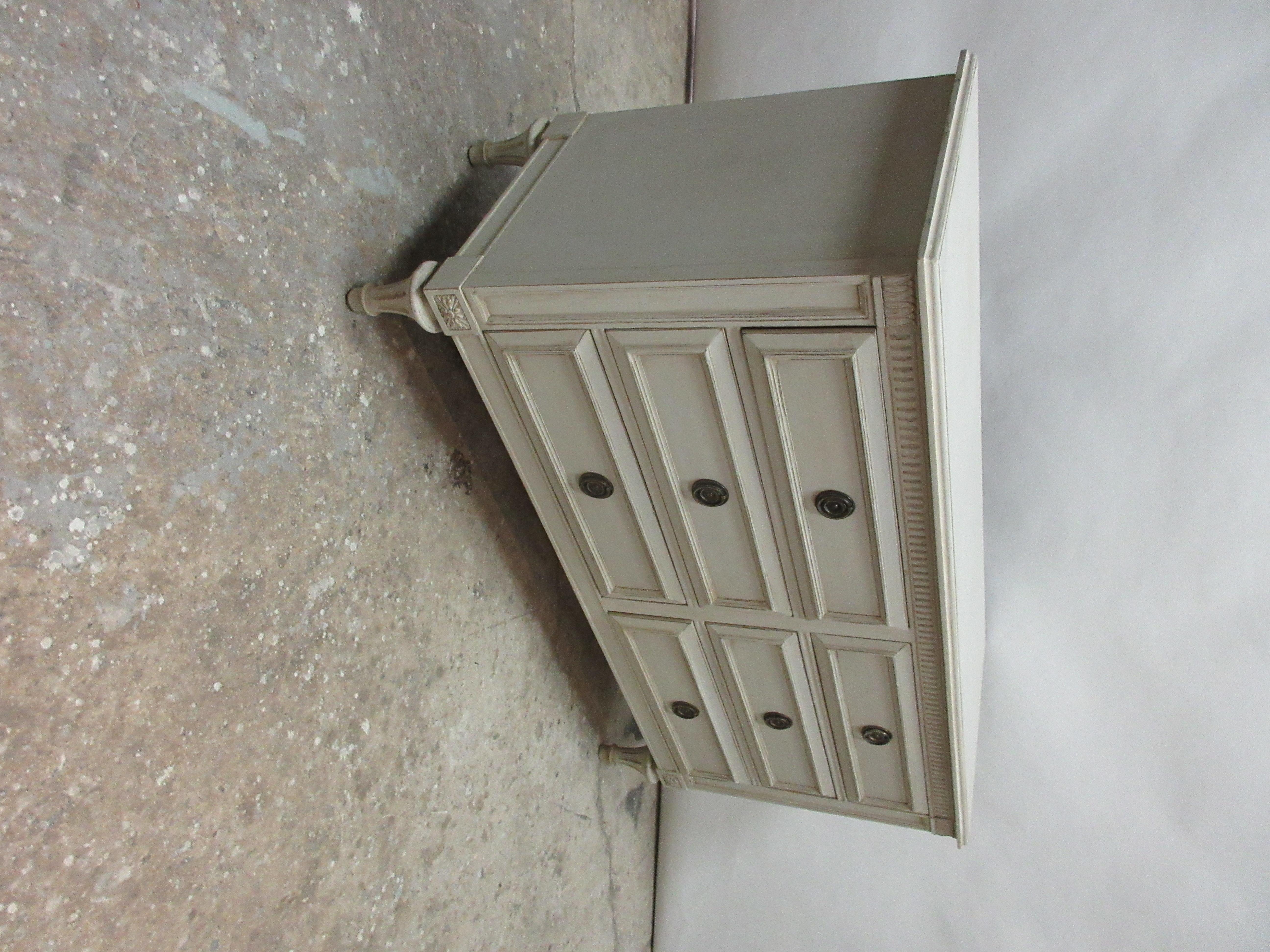 Wood Gustavian Style 6 Drawer Chest