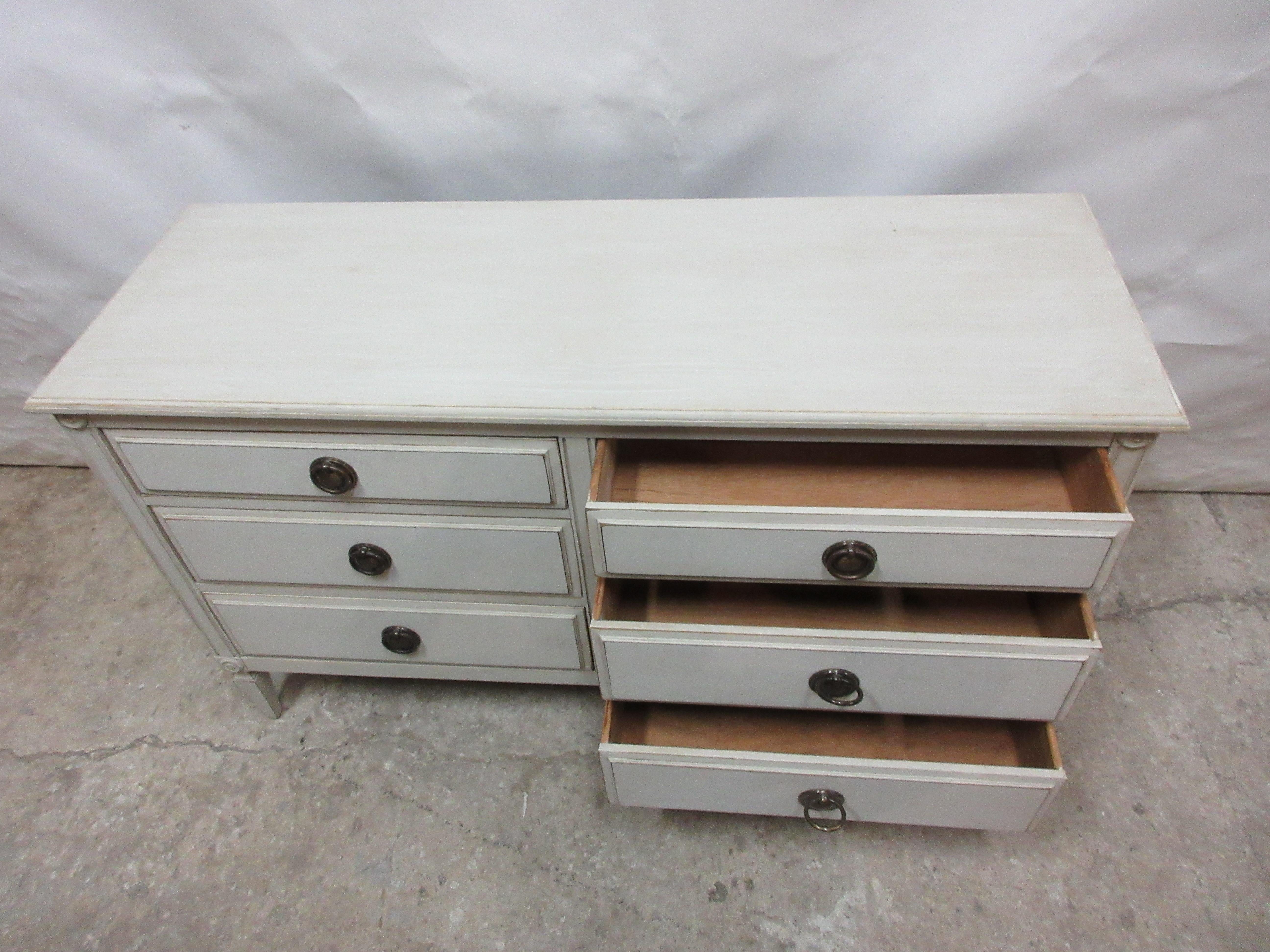 Gustavian Style 6 Drawer Dresser For Sale 1