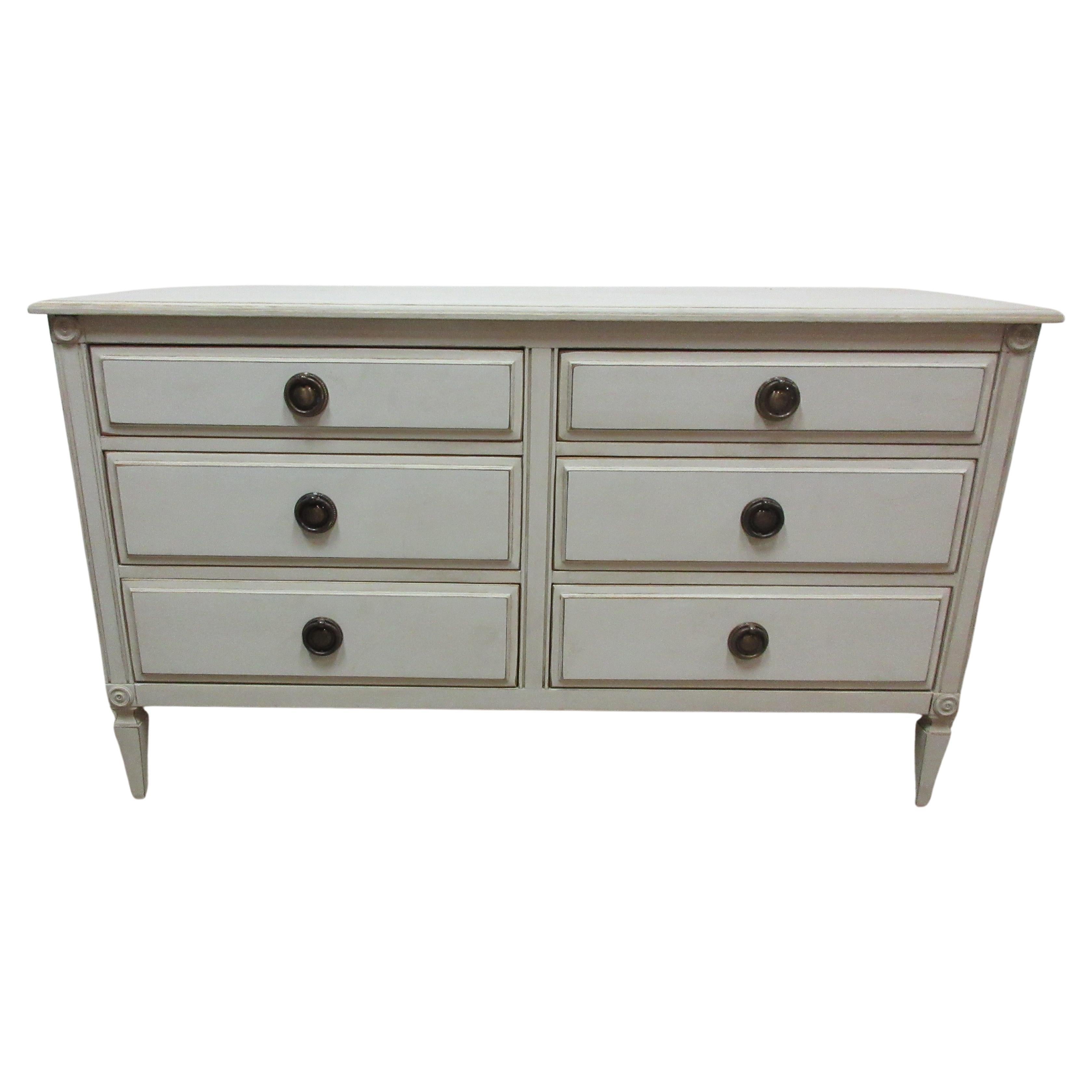 Gustavian Style 6 Drawer Dresser For Sale