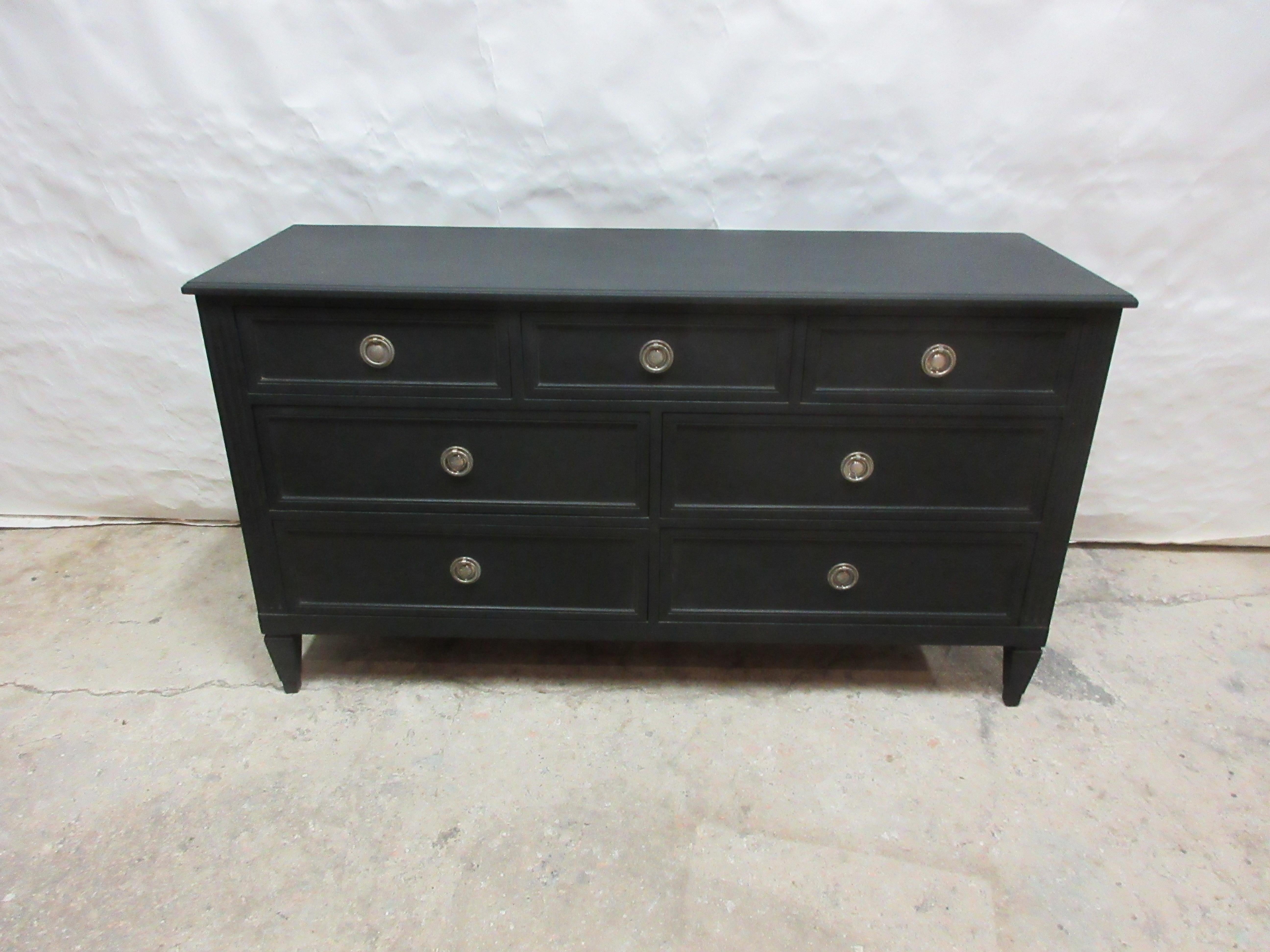This is a really nice Gustavian Style 7 drawer dresser. its been restored and repainted with Milk Paints 