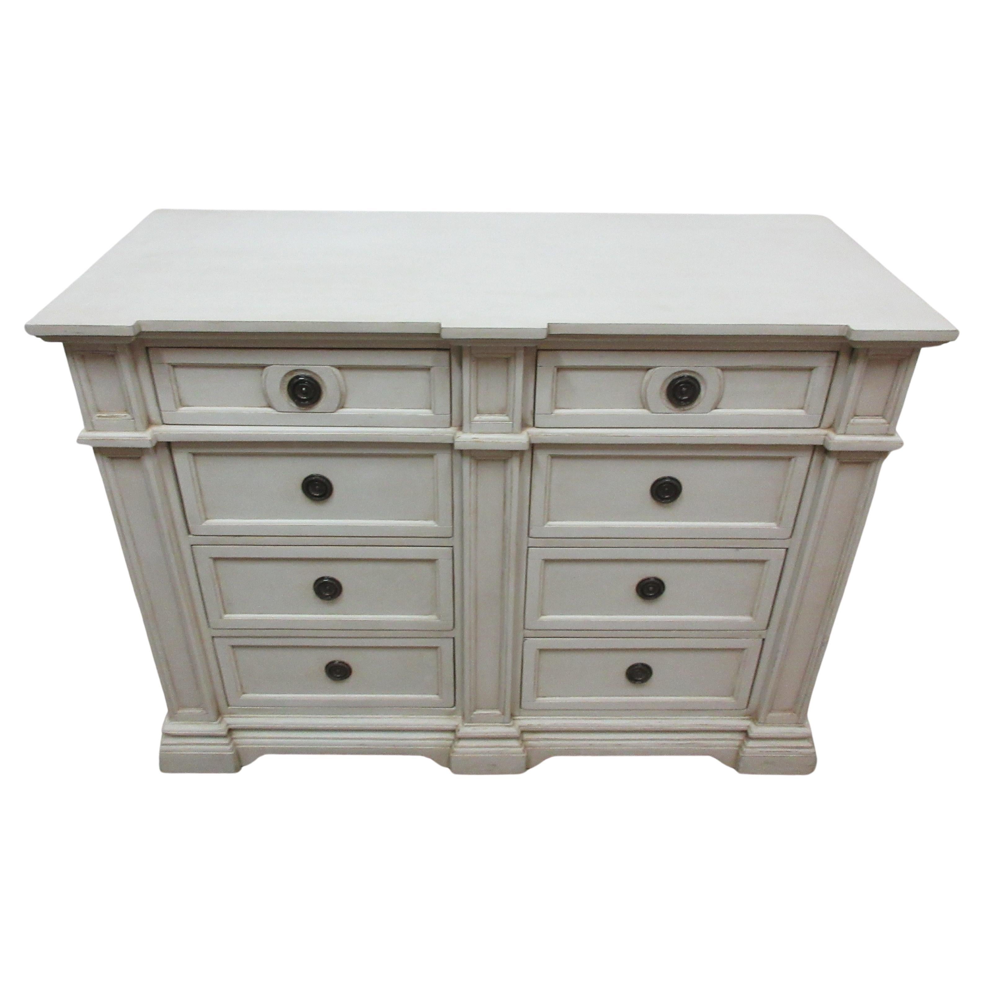 This is a unique Gustavian Style 8 drawer Chest. its been restored and repainted with Milk Paints 