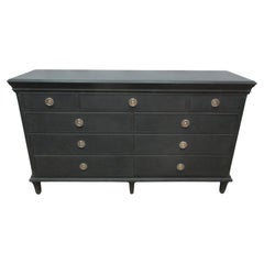 Used Gustavian Style 9 Drawer Black Dresser