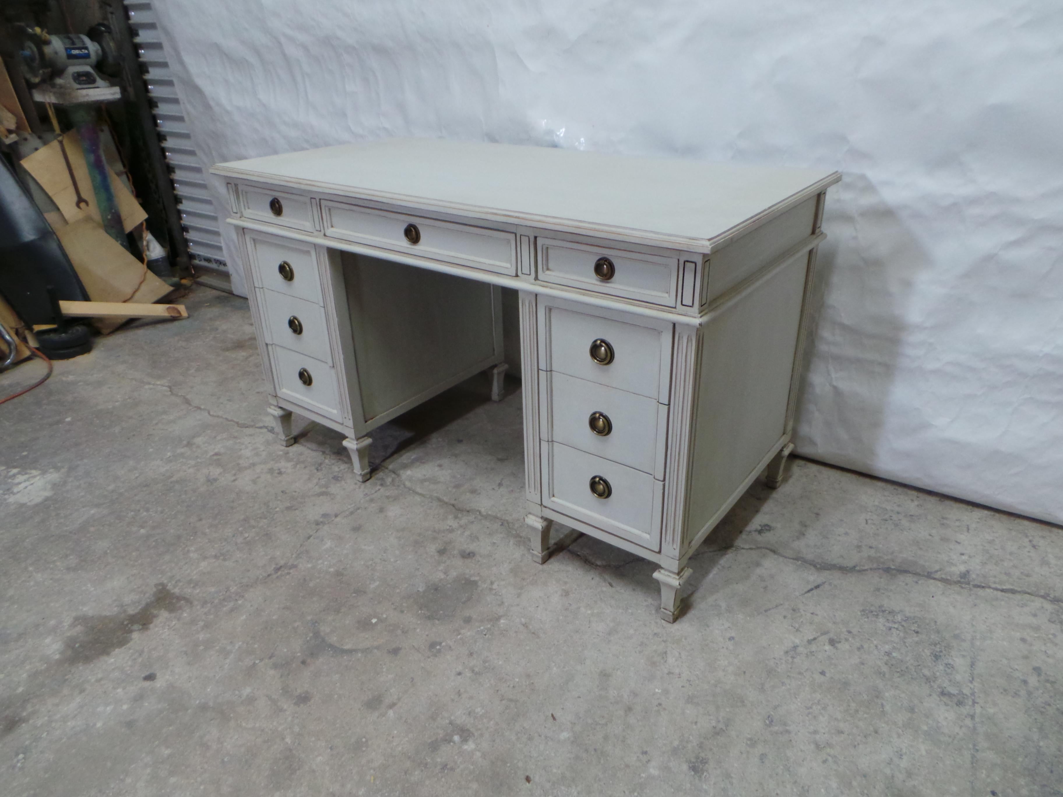 Mid-20th Century Gustavian Style 9 Drawer Desk For Sale