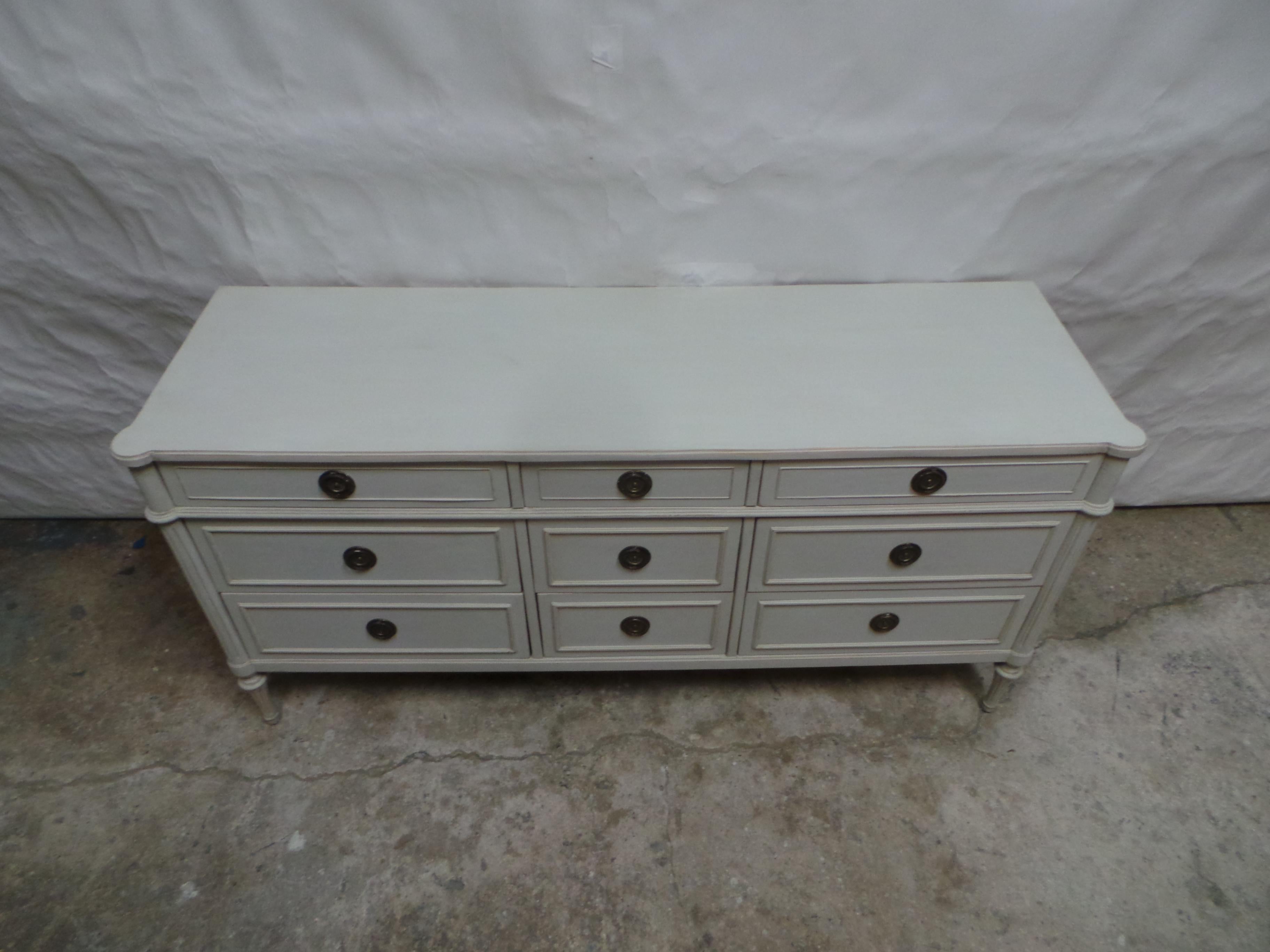Swedish Gustavian Style 9 Drawer Dresser